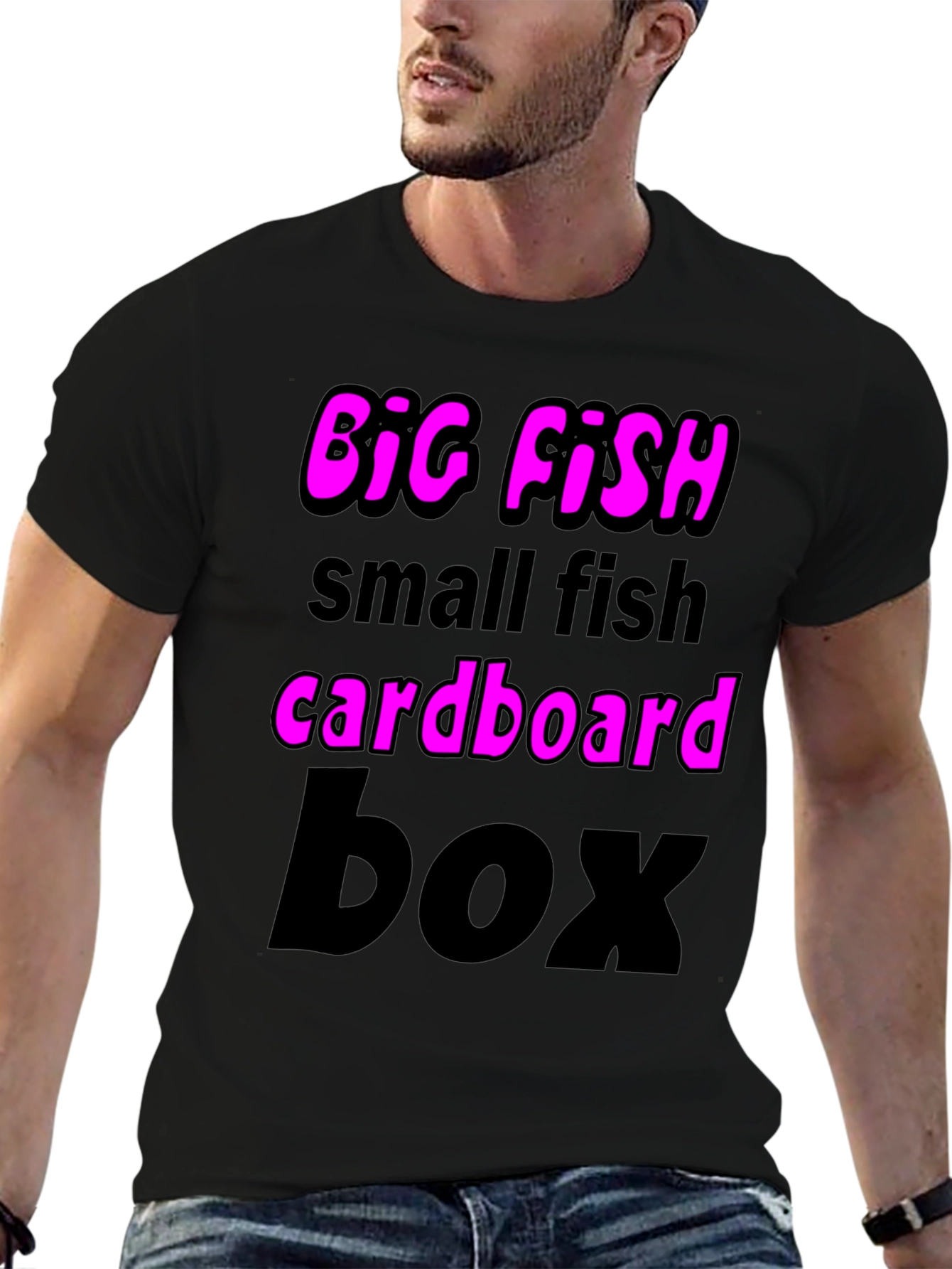 Black Big Fish Small Fish Graphic T-Shirt view 6
