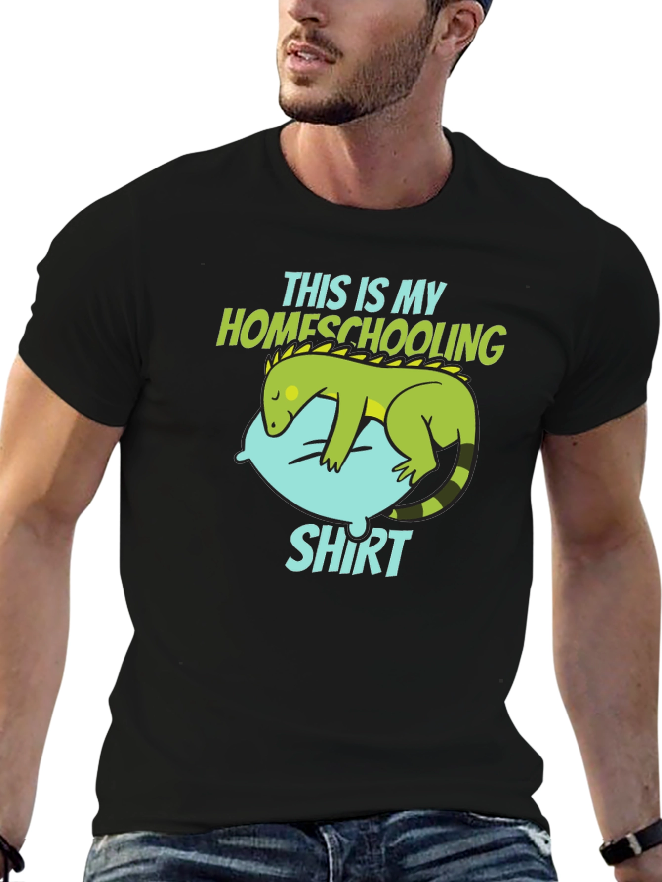 Black Homeschooling T-Shirt with Lizard Design view 6
