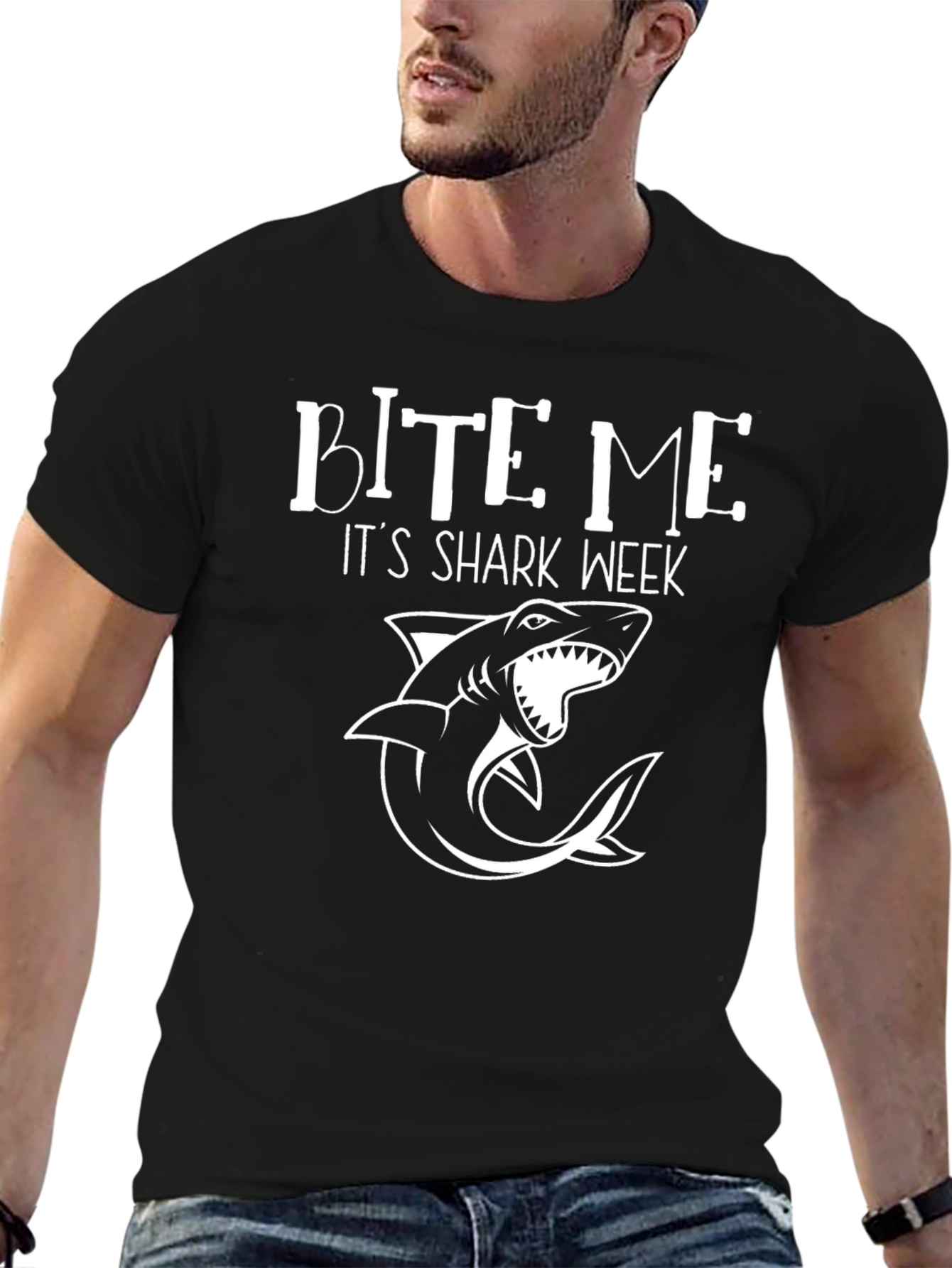 Black Bite Me, It's Shark Week - Graphic T-Shirt view 6