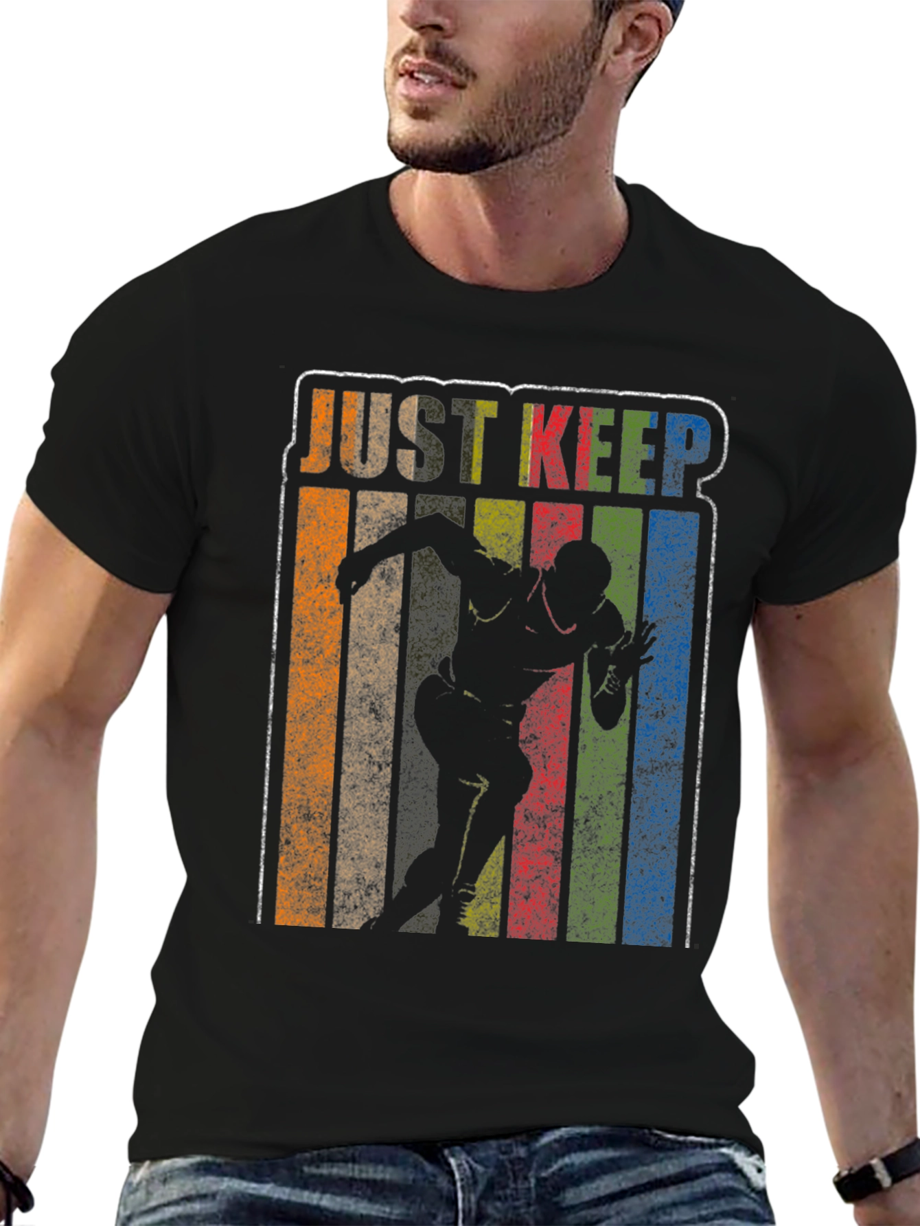 Black Just Keep Running Retro T-Shirt view 6