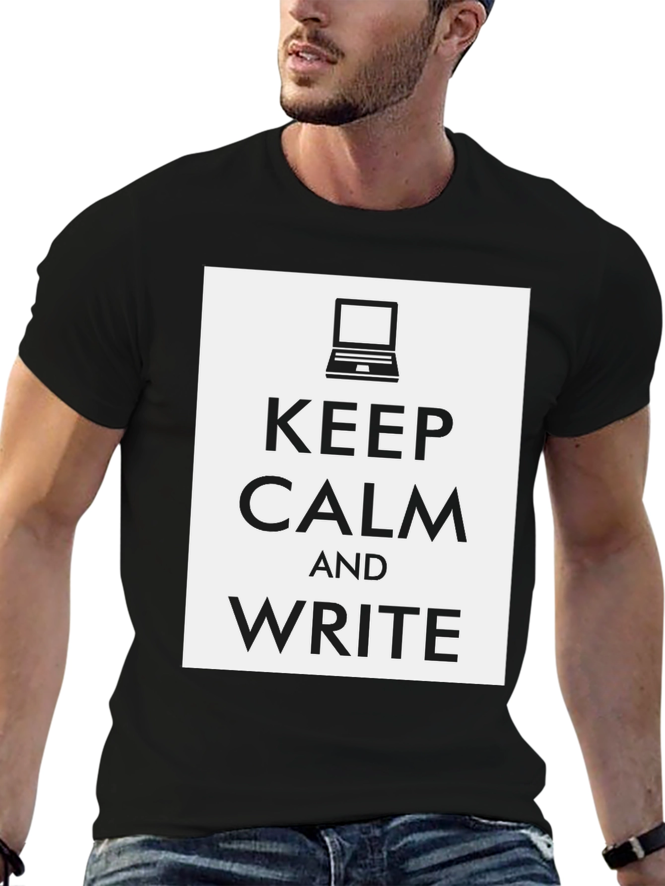 Black Keep Calm and Write T-Shirt - Writer's Tee view 6