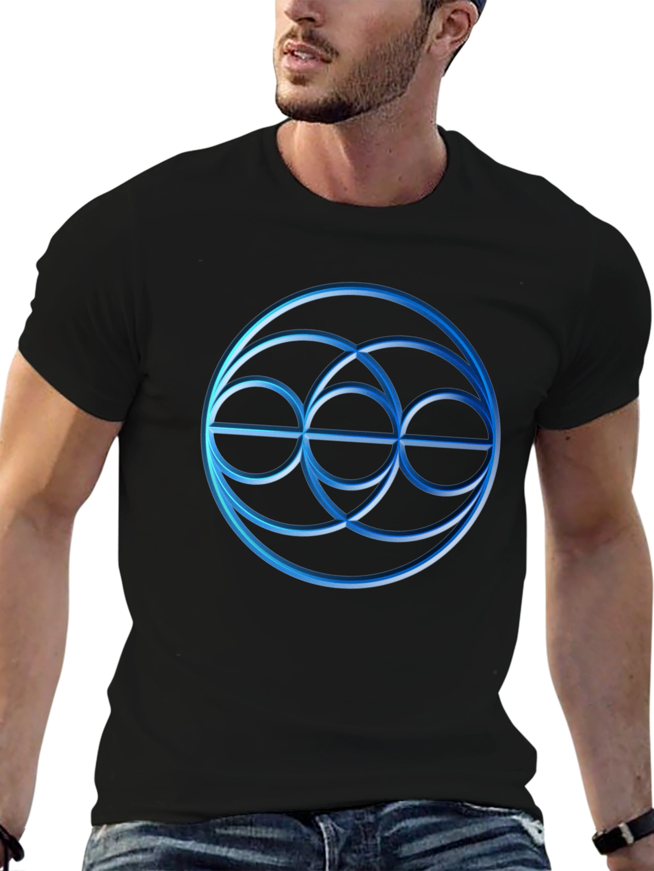 Black Geometric Circle Graphic Tee - Stylish Menswear view 6