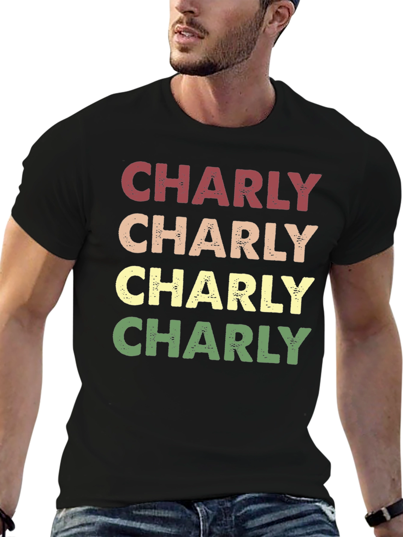 Black Retro Charly T-Shirt - Vintage Style Name Tee view 6