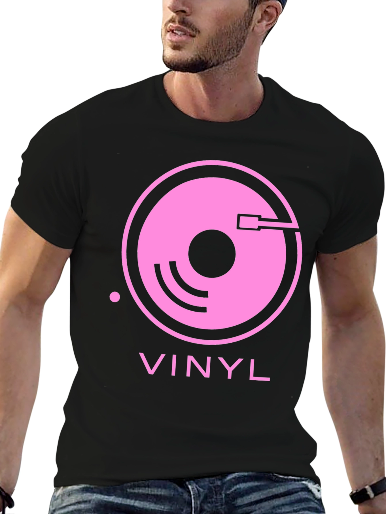 Black Vinyl Record Graphic Tee - Retro Music Lover Shirt view 6