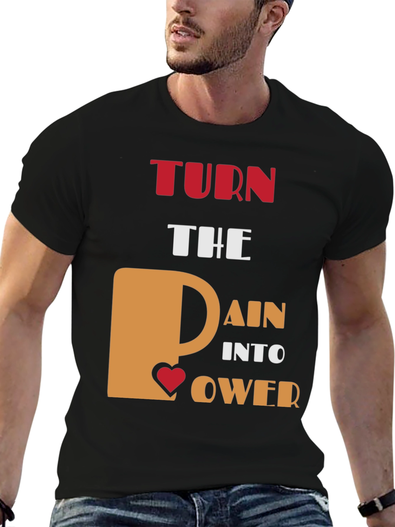 Black Turn Pain Into Power Graphic T-Shirt view 6