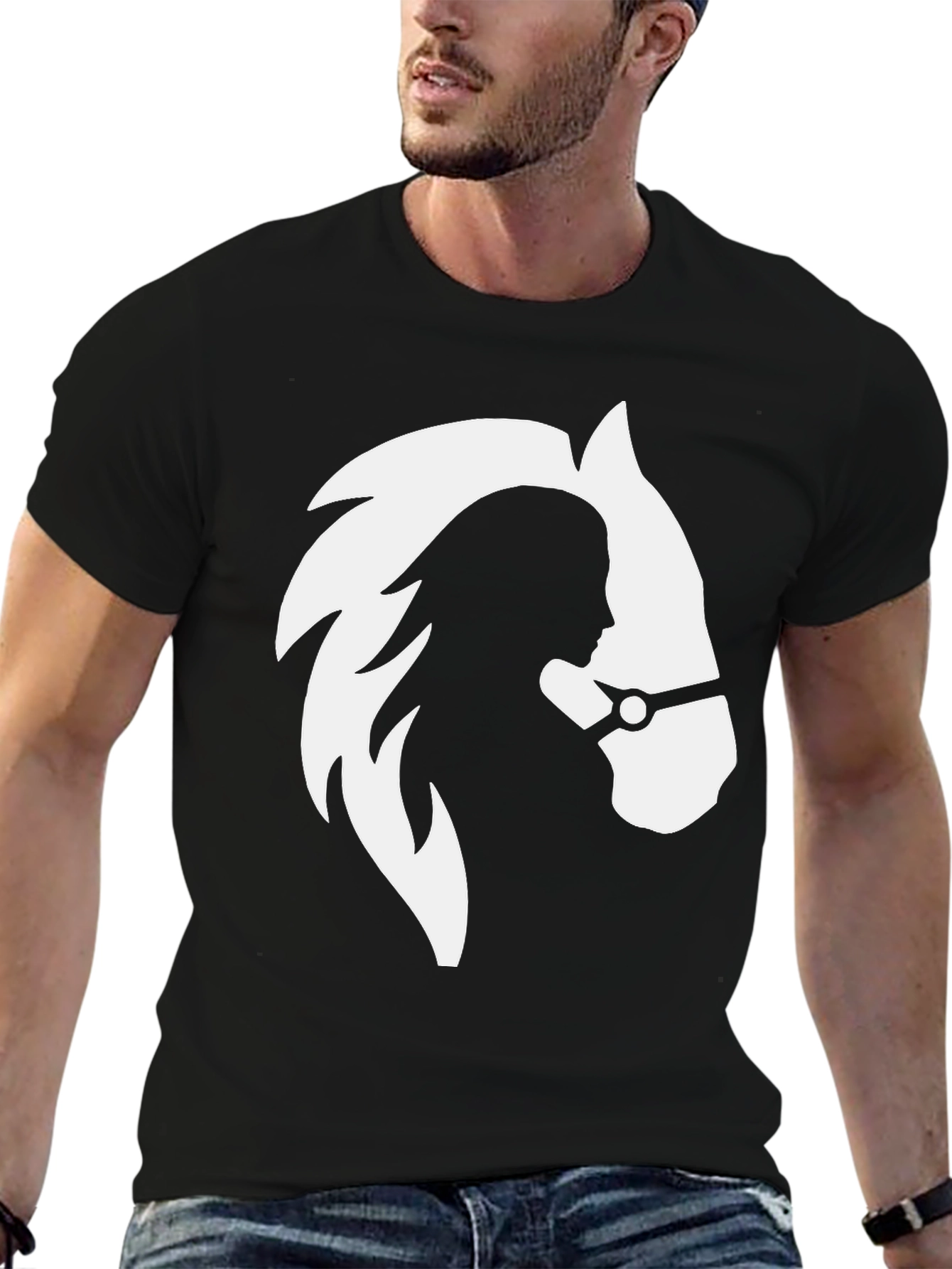 Black Equine Silhouette Graphic Tee - Stylish Unisex T-Shirt view 6