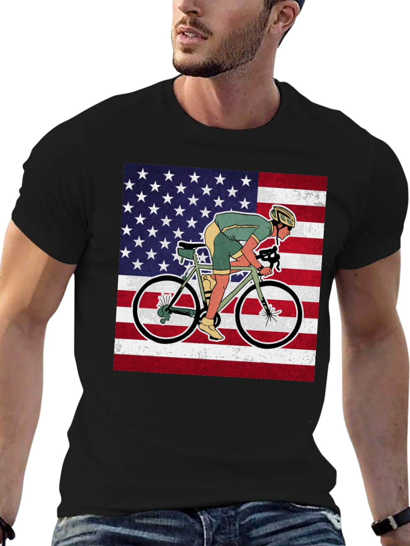 Cycling USA Flag Graphic T-Shirt - 6