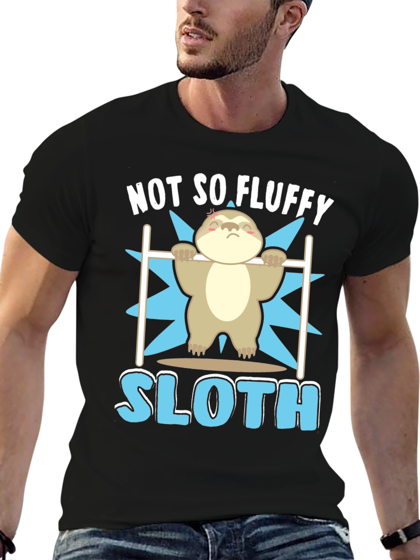 Black Not So Fluffy Sloth Gym T-Shirt view 6