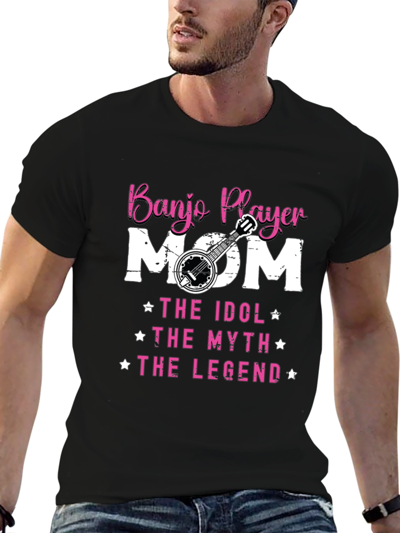 Black Banjo Player Mom T-Shirt - Idol, Myth, Legend Tee view 6