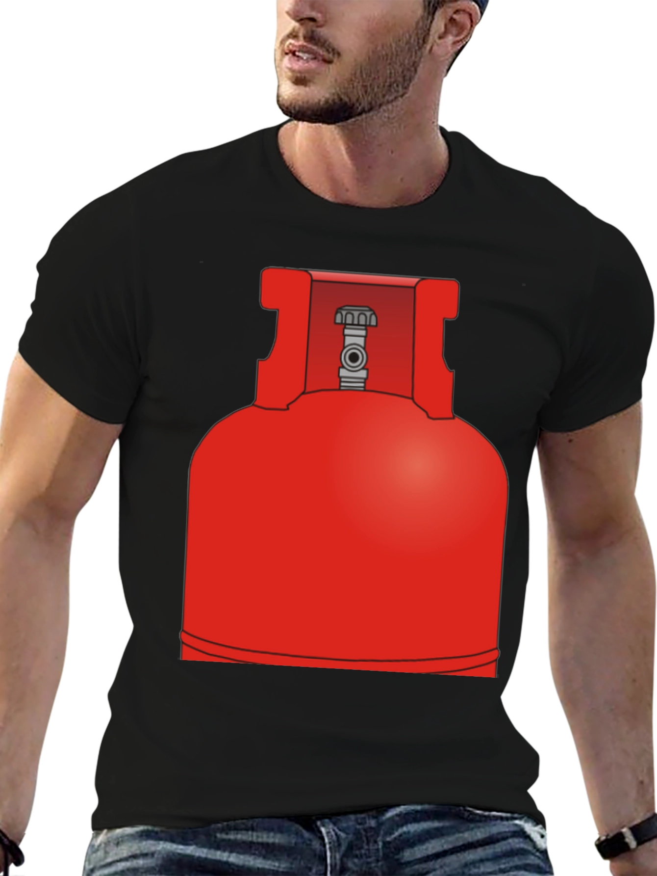 Black Red Propane Tank Graphic Tee - Bold & Unique Design view 6