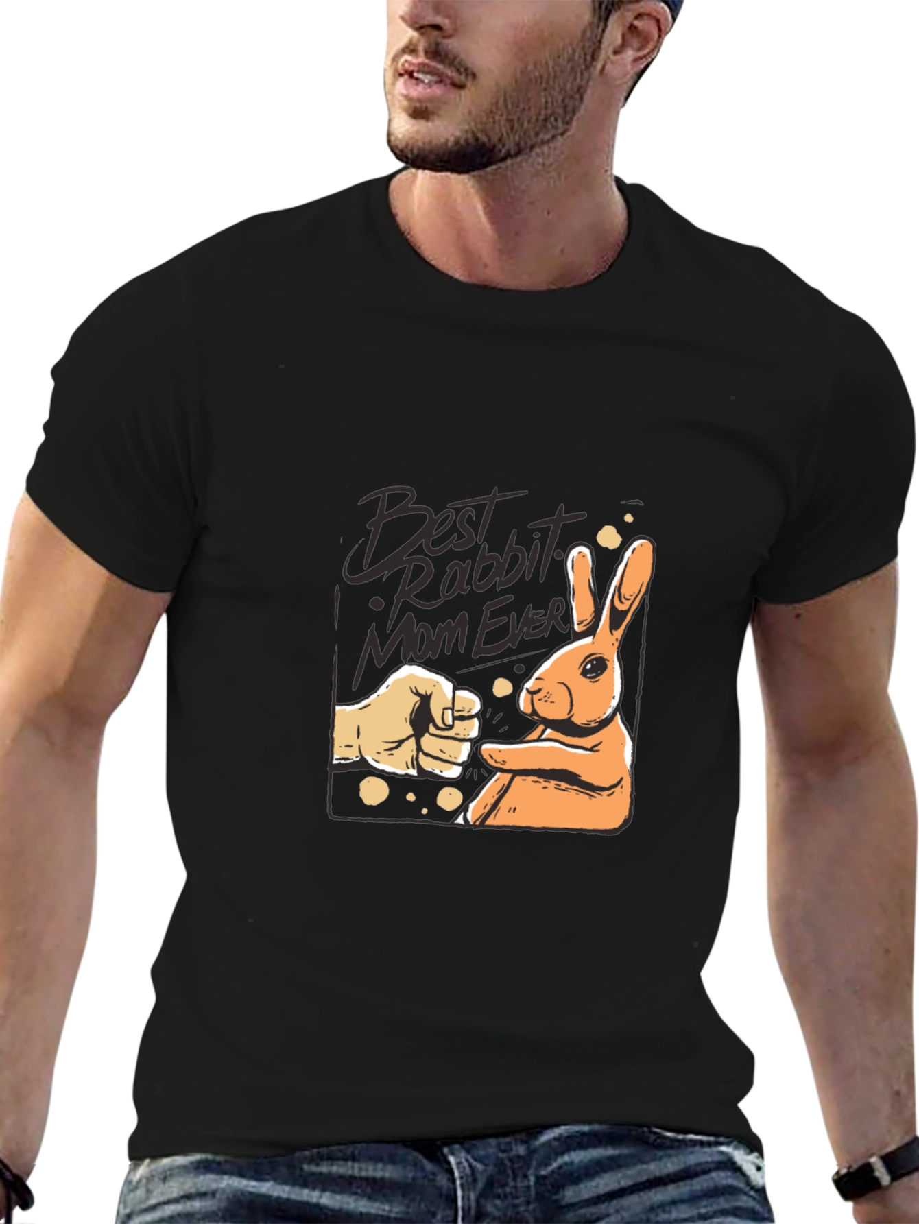 Black Best Rabbit Mom Ever T-Shirt view 6