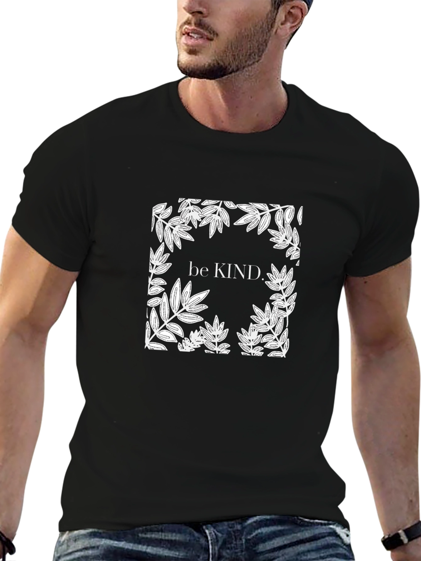 Black Be Kind Floral Graphic Tee - Black Cotton Comfort view 6