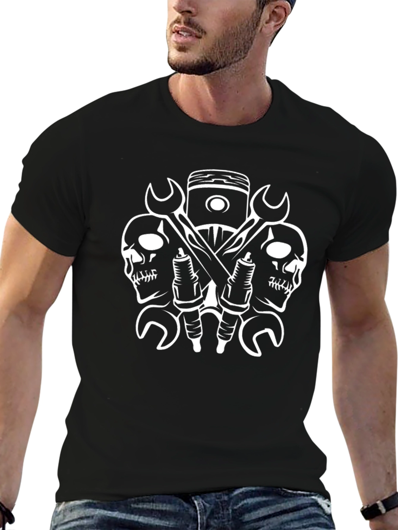 Black Skull Mechanic T-Shirt view 6