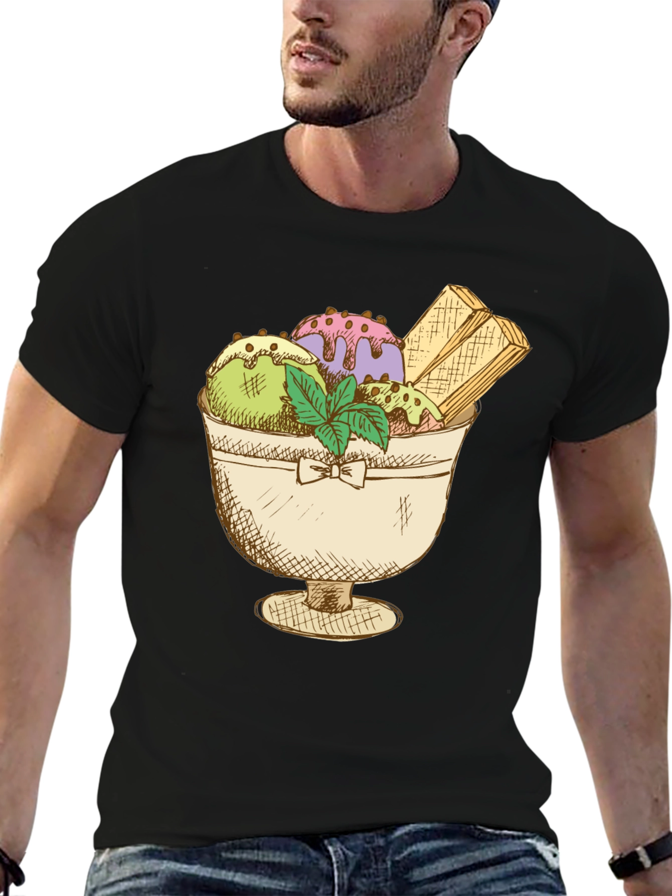 Black Ice Cream Sundae Graphic Tee view 6