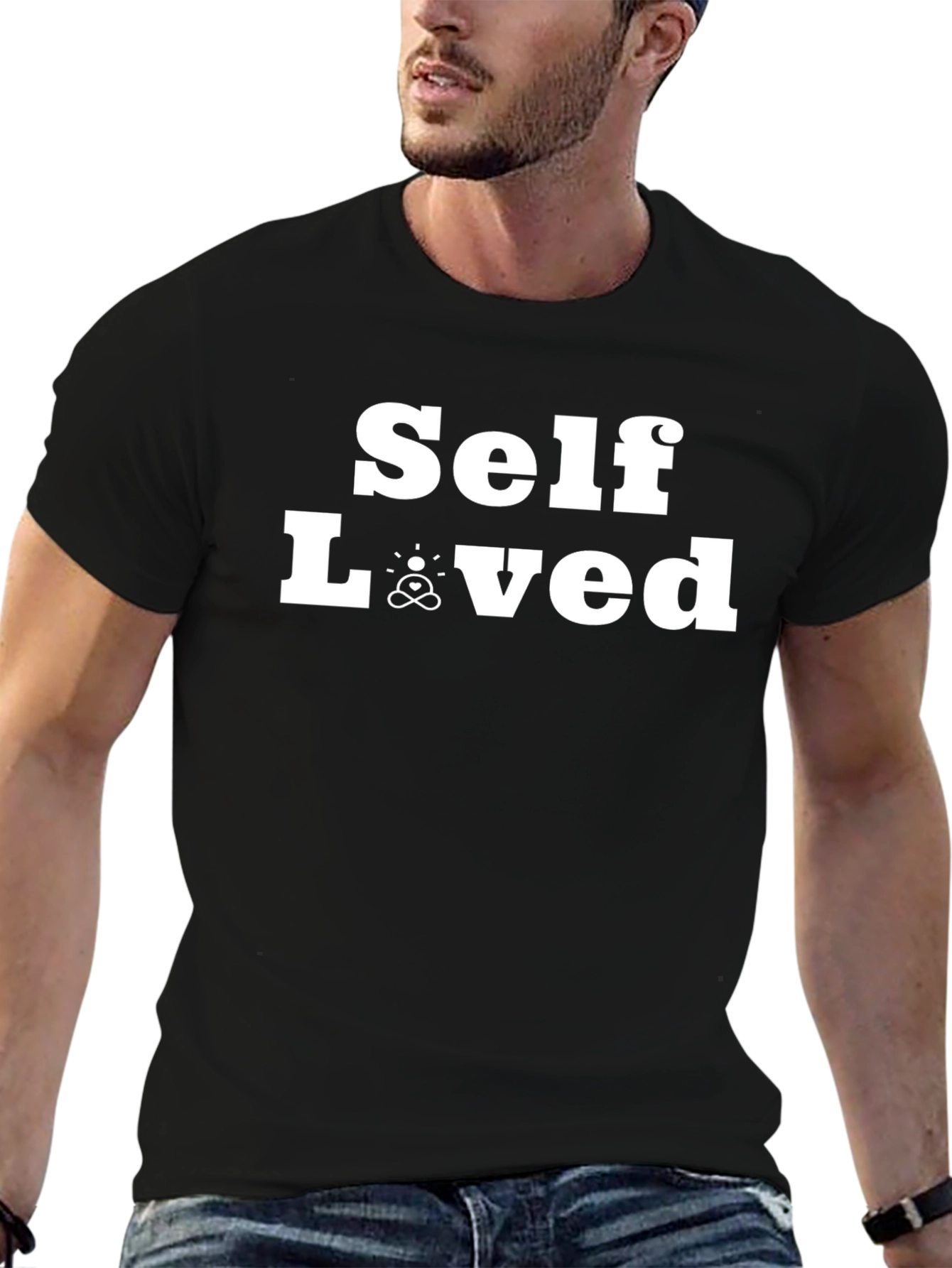 Black Self Loved Graphic Tee - Black Cotton Comfort view 6