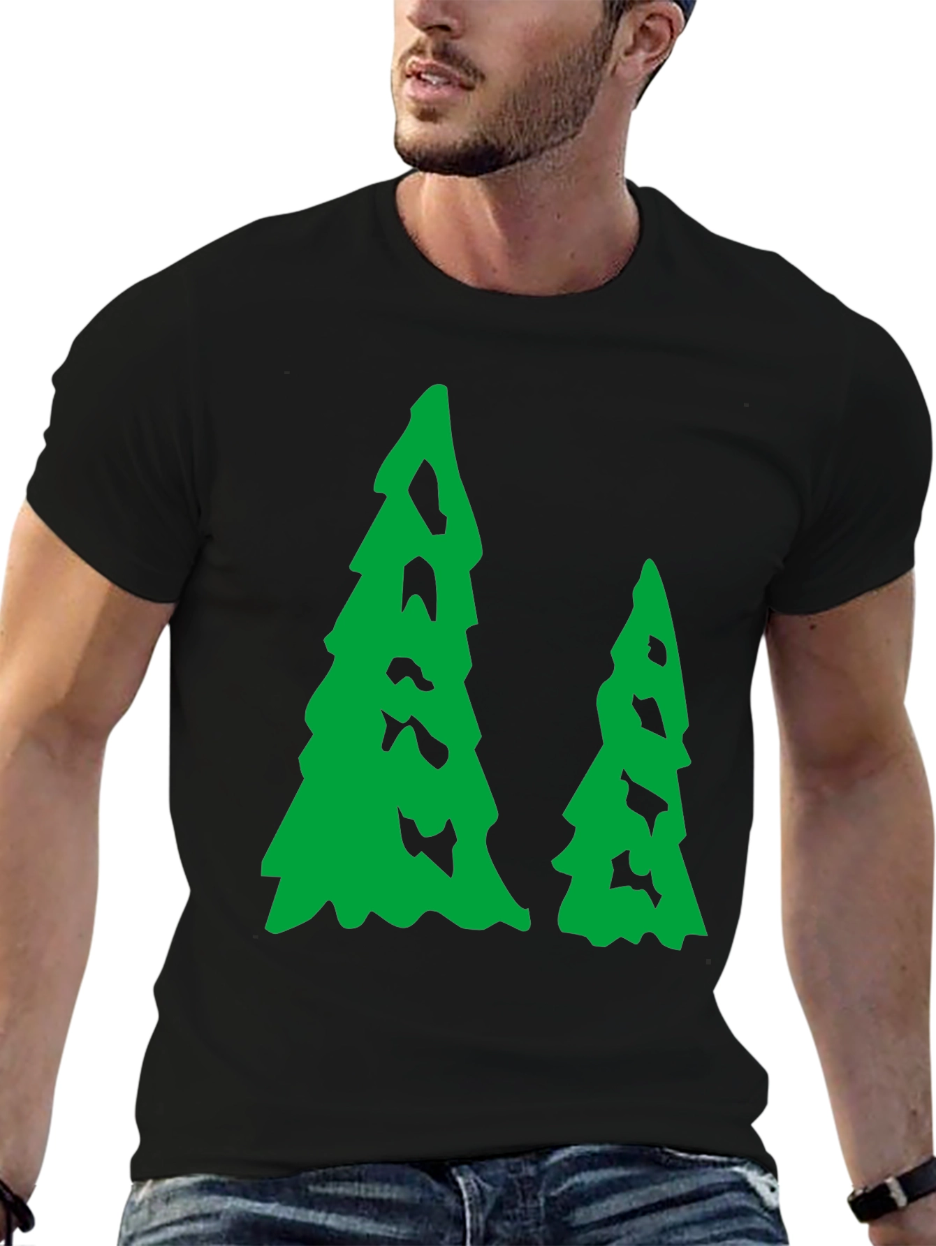 Black Evergreen Trees Black T-Shirt view 6