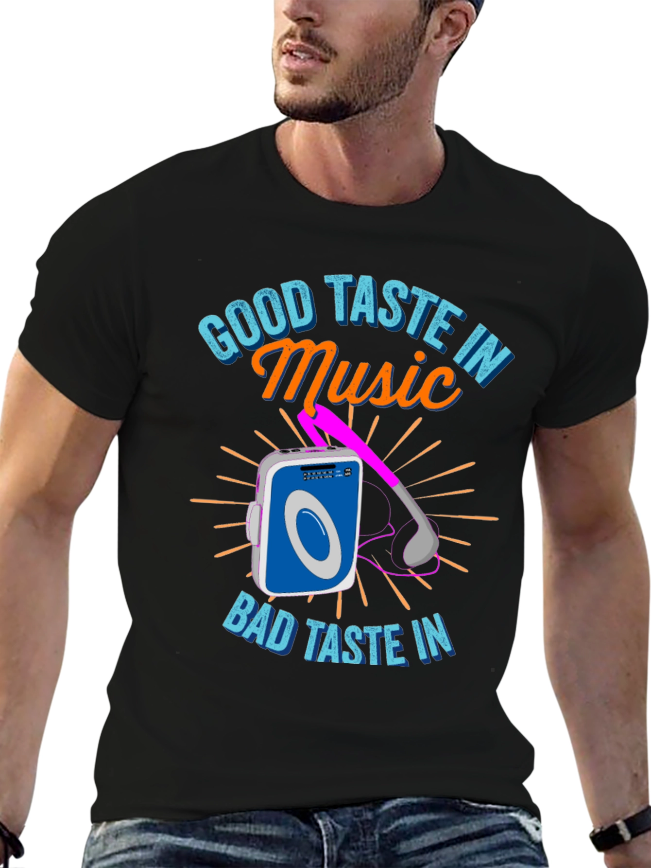 Black Good Taste in Music T-Shirt view 6
