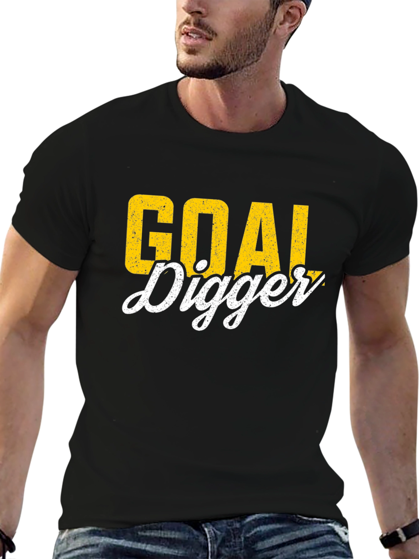 Black Goal Digger Graphic Tee - Black view 6
