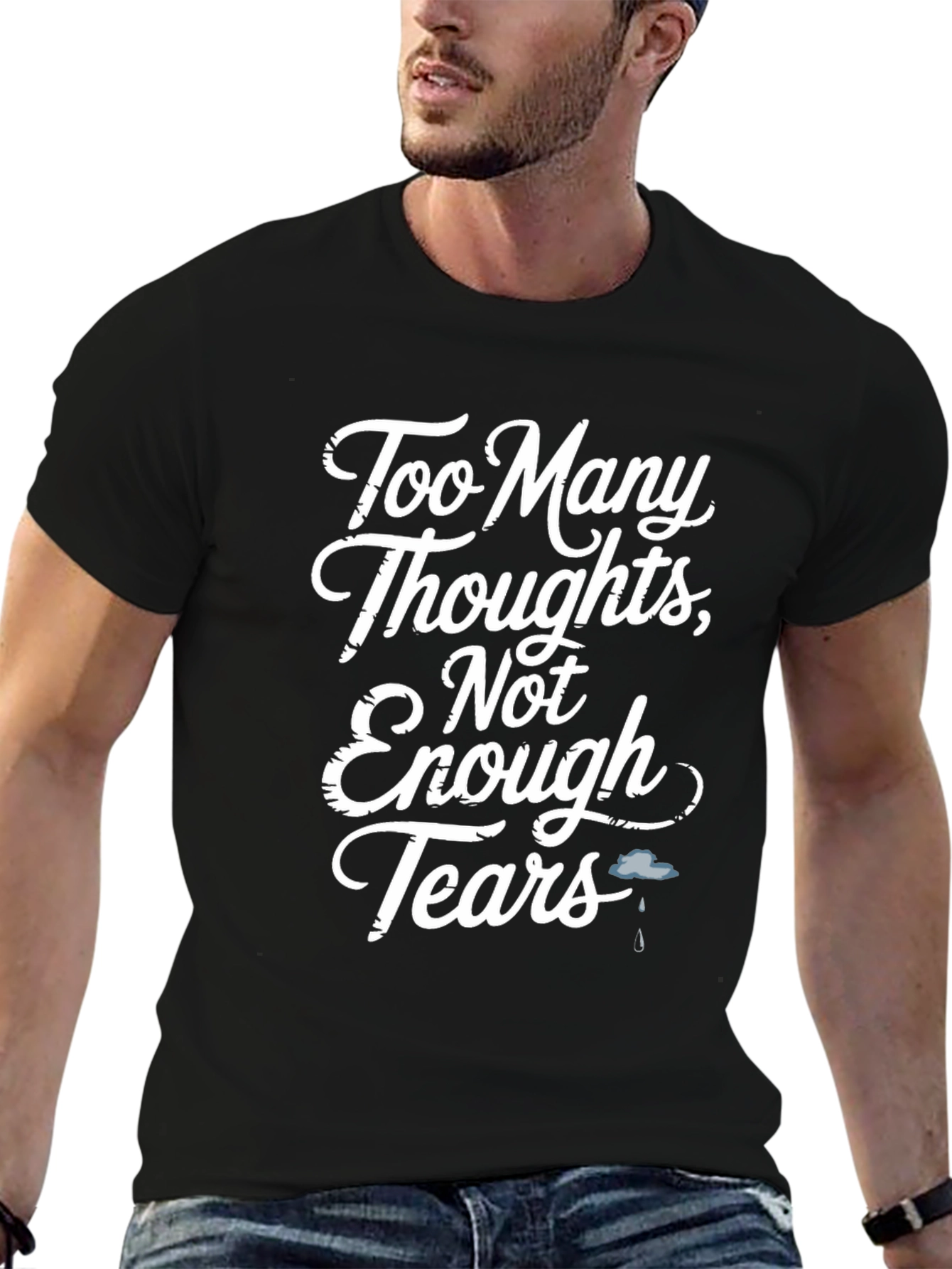 Black Too Many Thoughts Graphic T-Shirt view 6