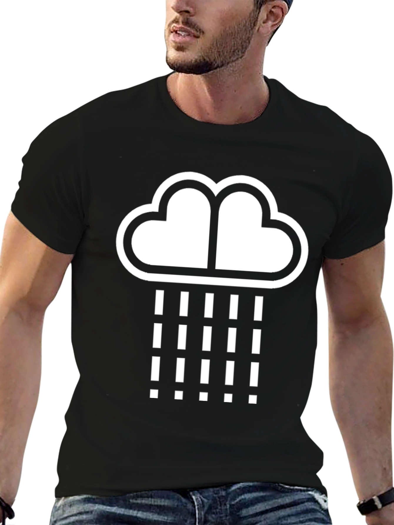 Black Rainy Day Cloud Graphic Tee - Black Cotton view 6