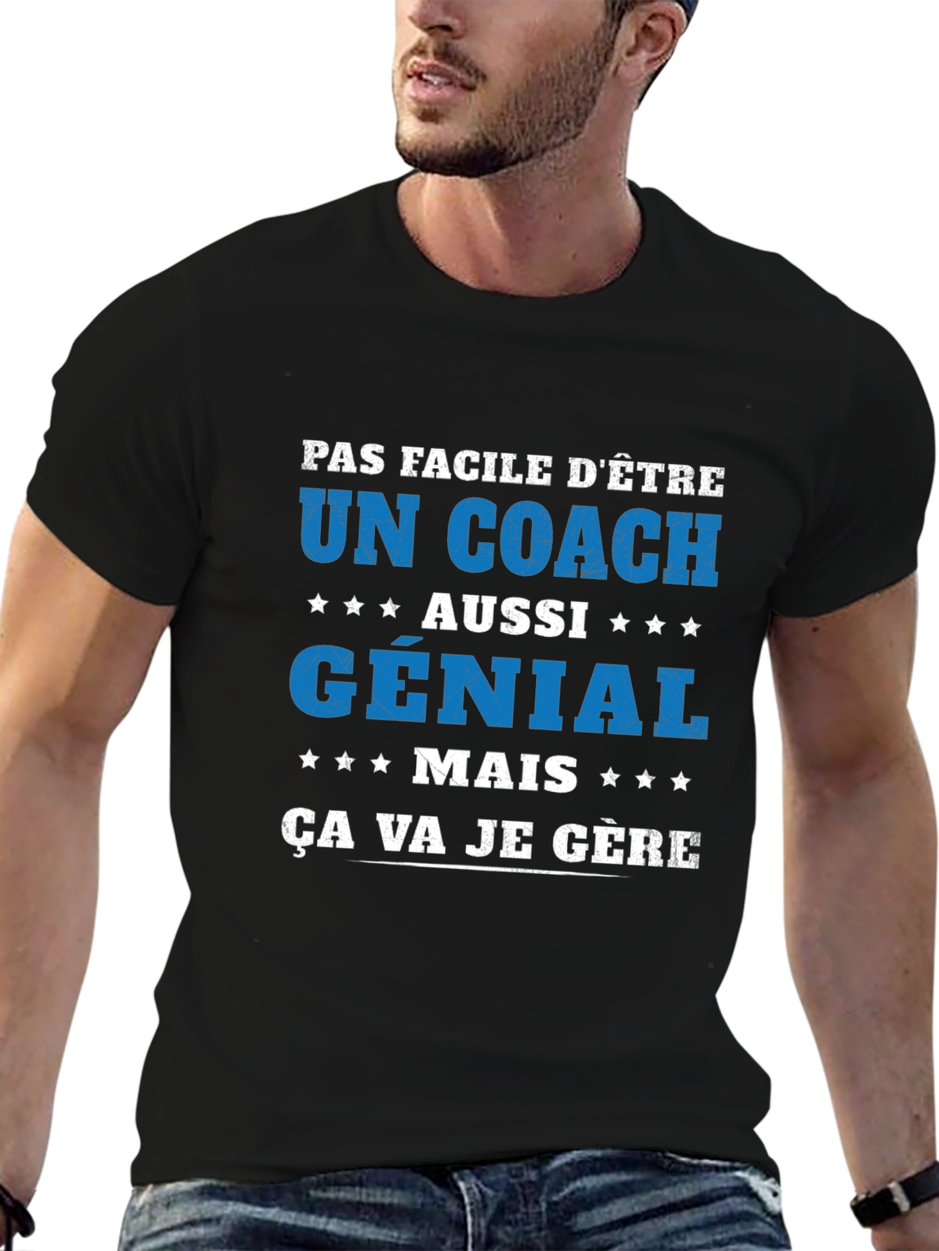 Black Funny Coach T-Shirt - Pas Facile D'Être view 6
