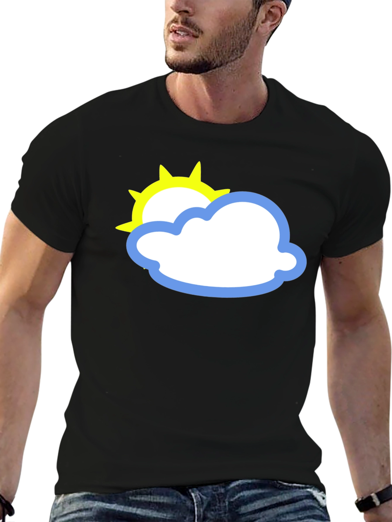 Black Black Tee with Sun and Cloud Graphic view 6