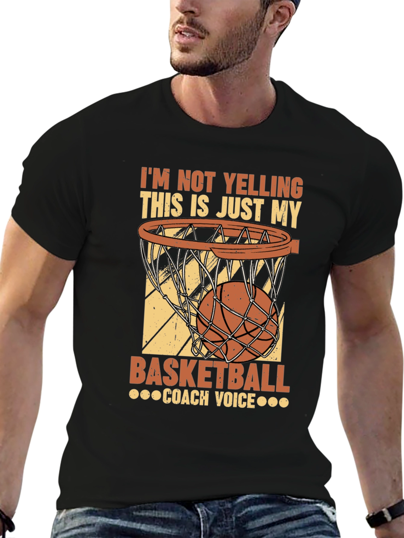 Black Basketball Coach Voice T-Shirt view 6