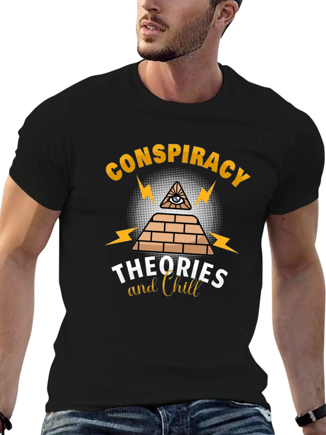 Black Conspiracy Theories & Chill Graphic T-Shirt view 6
