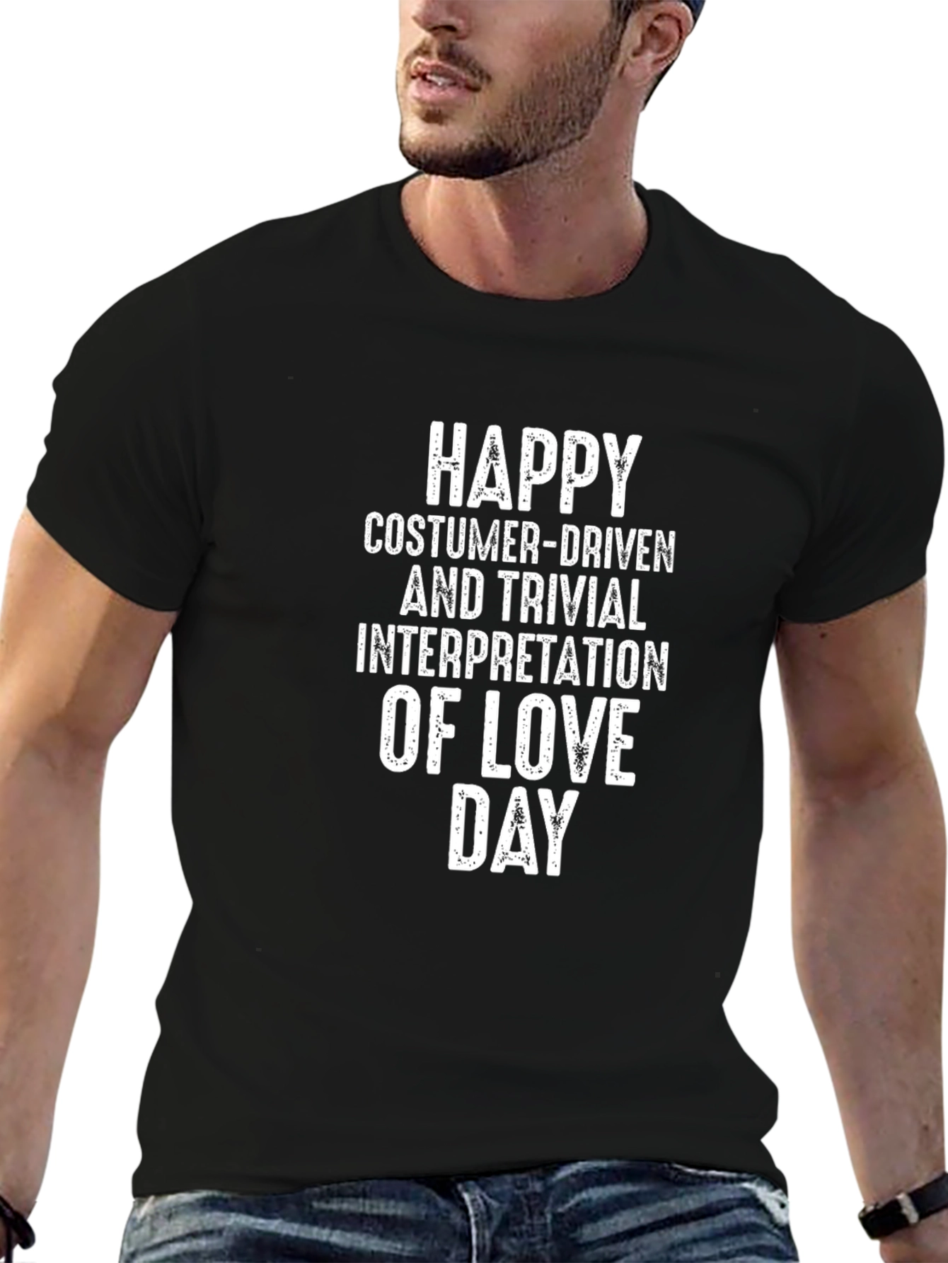 Black Funny Anti-Valentine's Day T-Shirt - Love Day Interpretation view 6