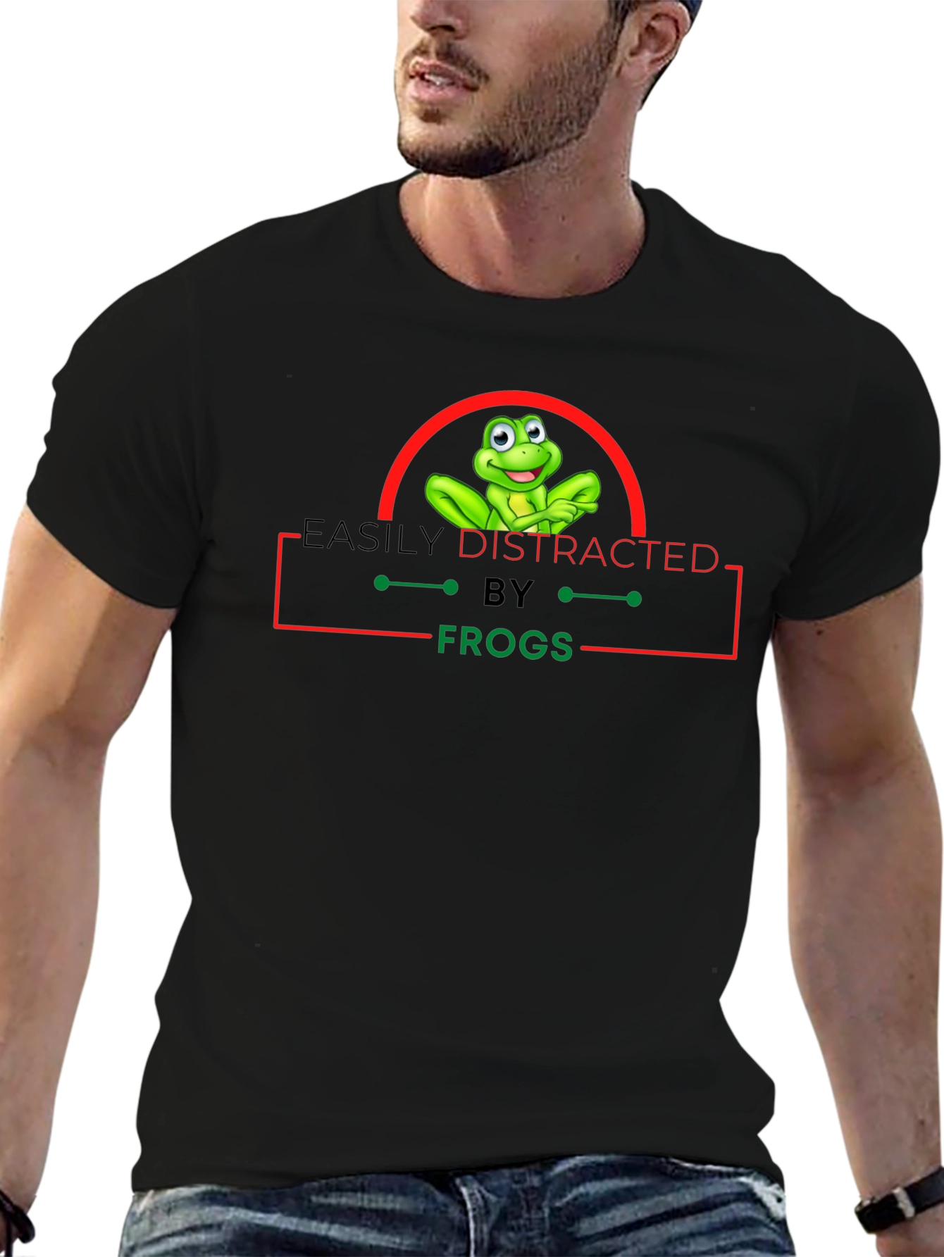 Black Easily Distracted by Frogs Graphic Tee view 6