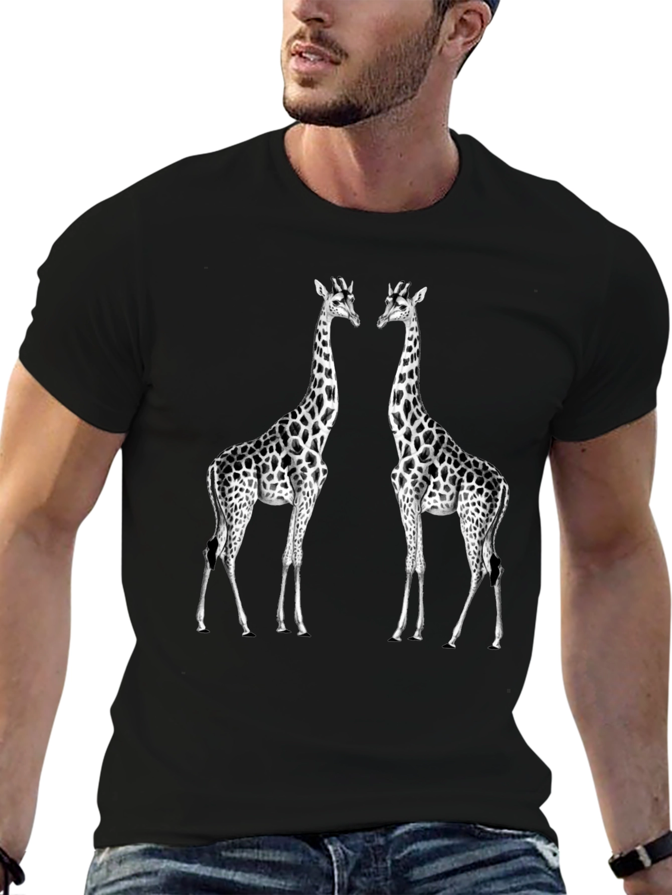 Black Giraffe Graphic Tee - Unisex Black T-Shirt view 6