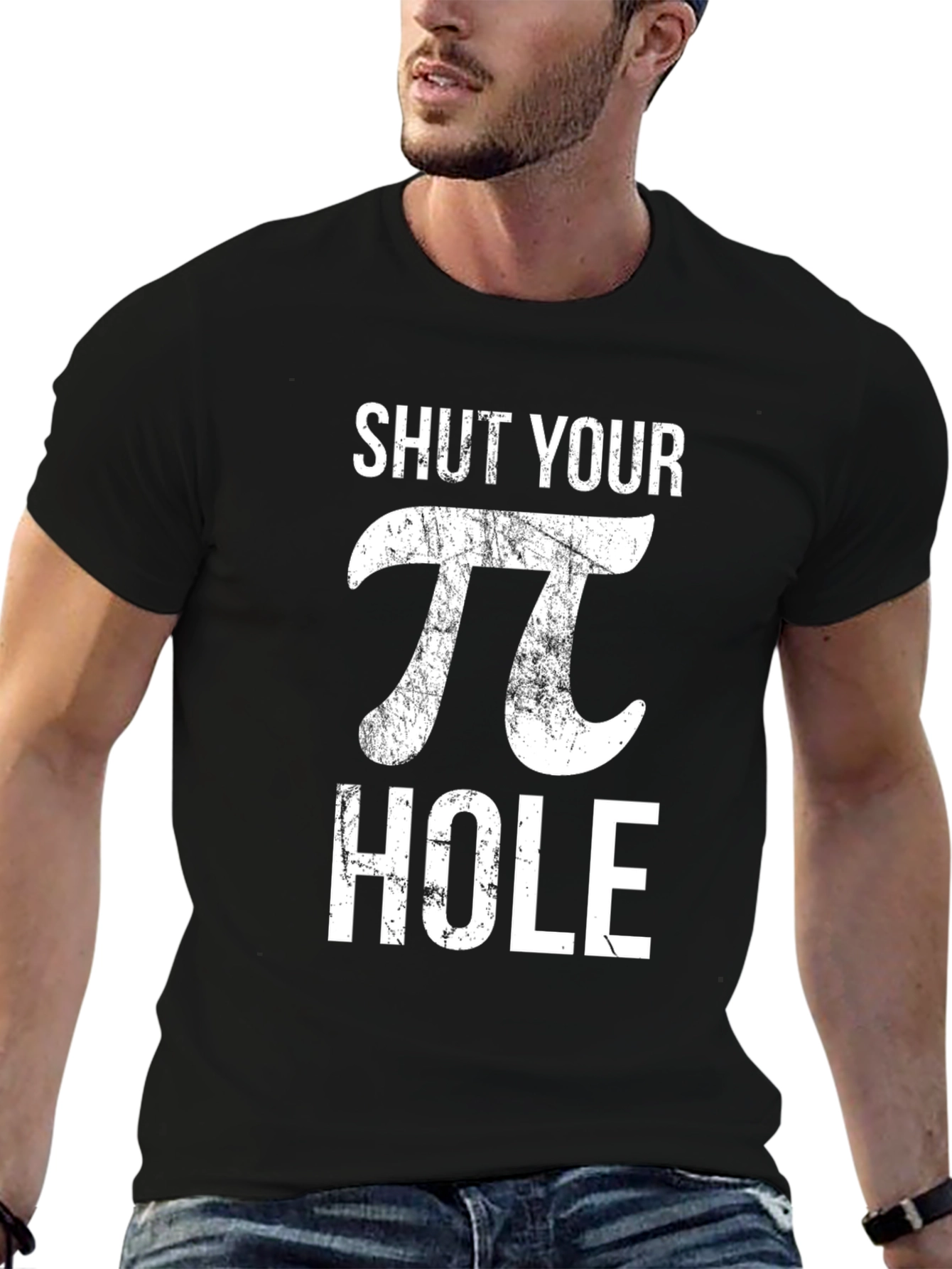 Black Shut Your Pi Hole Graphic Tee - Black Cotton T-Shirt view 6