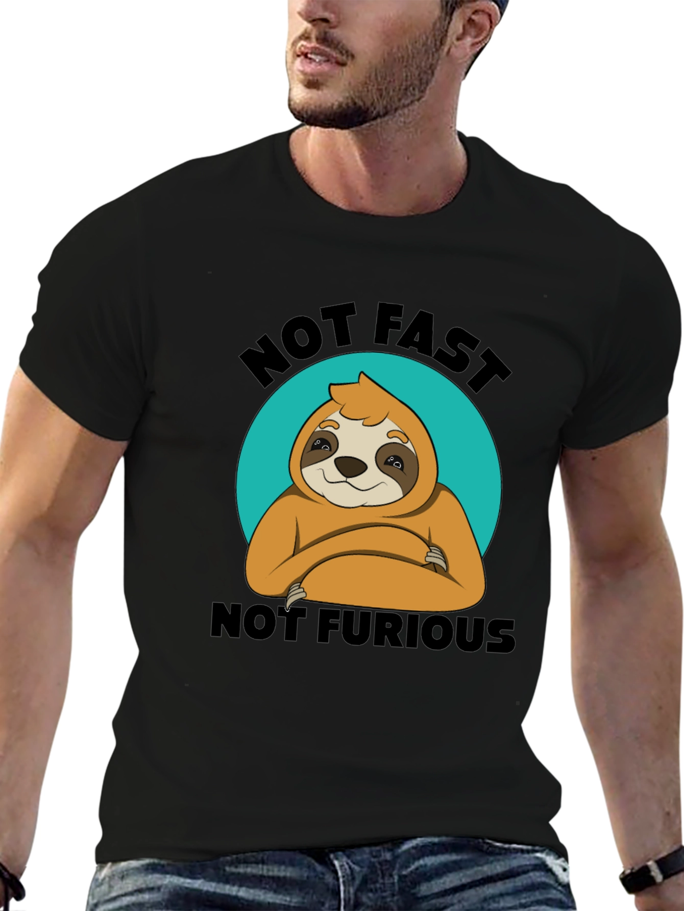 Black Not Fast Not Furious Sloth T-Shirt Funny view 6