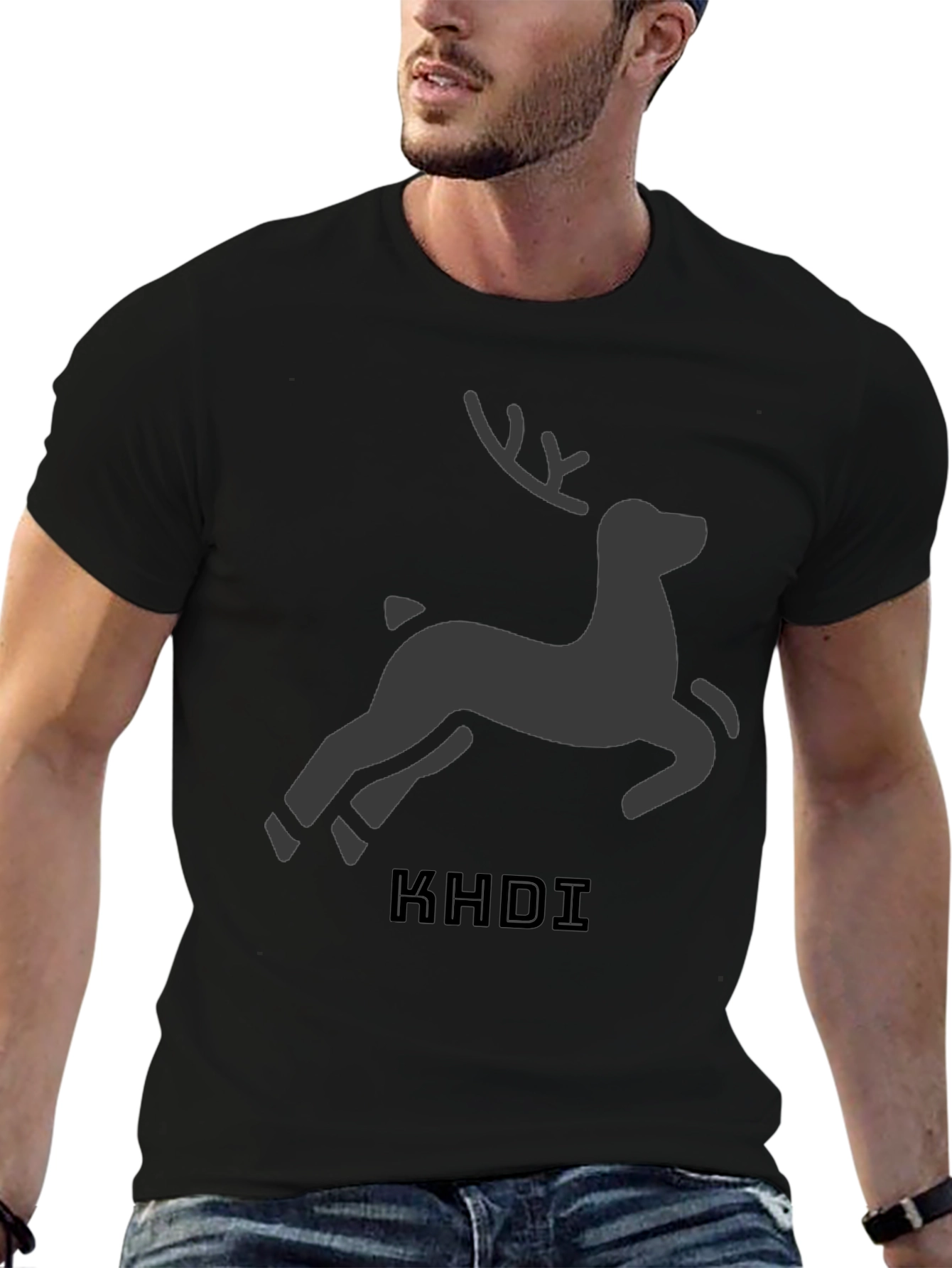 Black Black Deer Graphic Tee - KHDI Design view 6