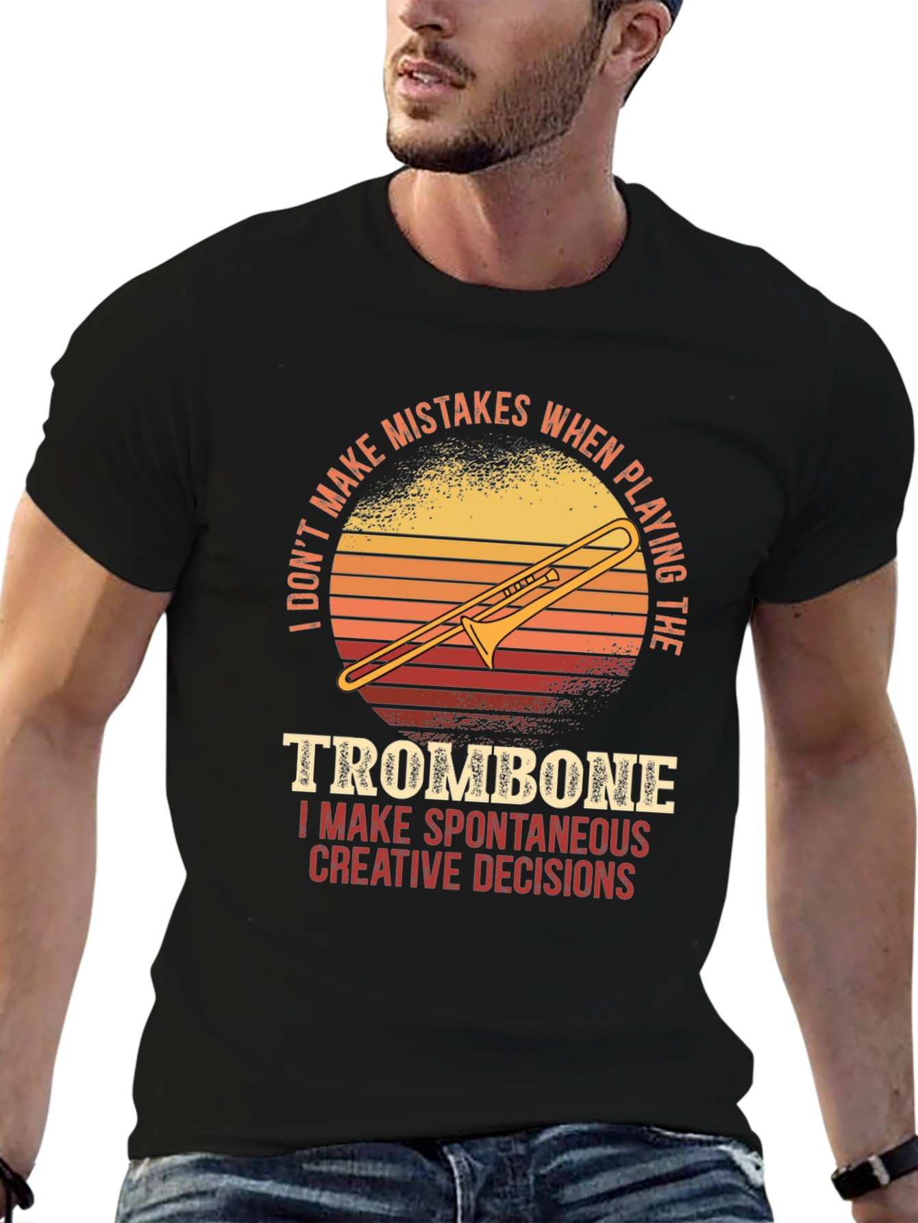 Black Trombone Player Graphic Tee - Spontaneous Creative Decisions view 6