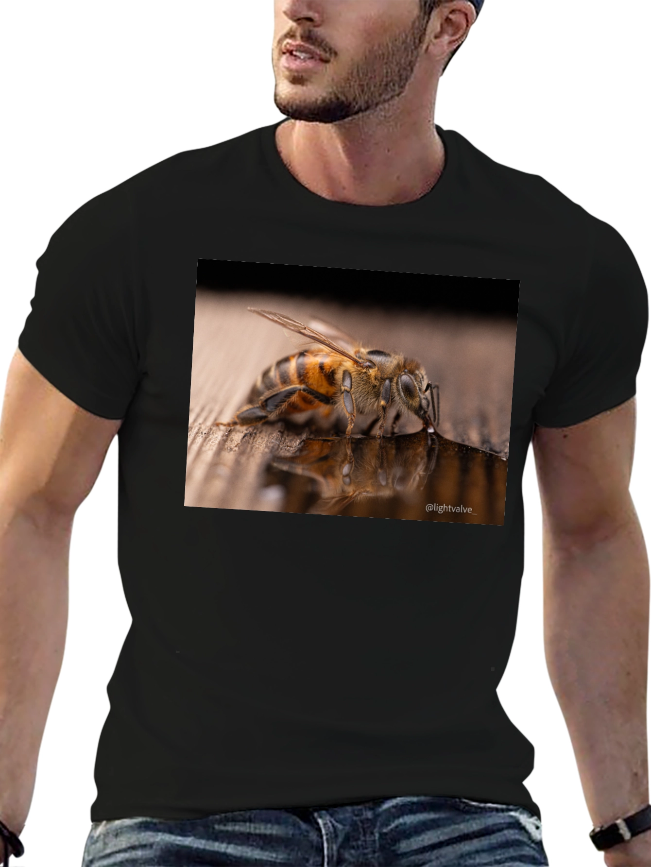 Black Bee Drinking T-Shirt - Nature Lover Tee view 6