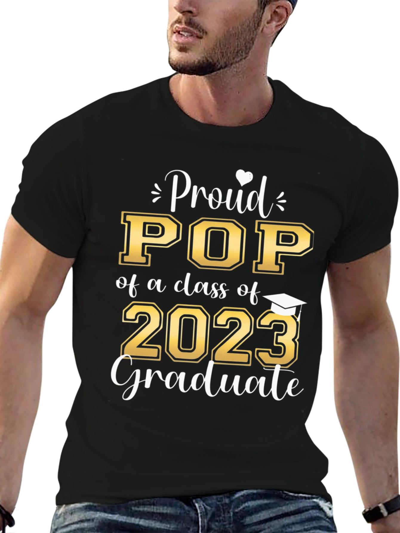Black Proud Pop of a Class of 2023 Graduate T-Shirt view 6