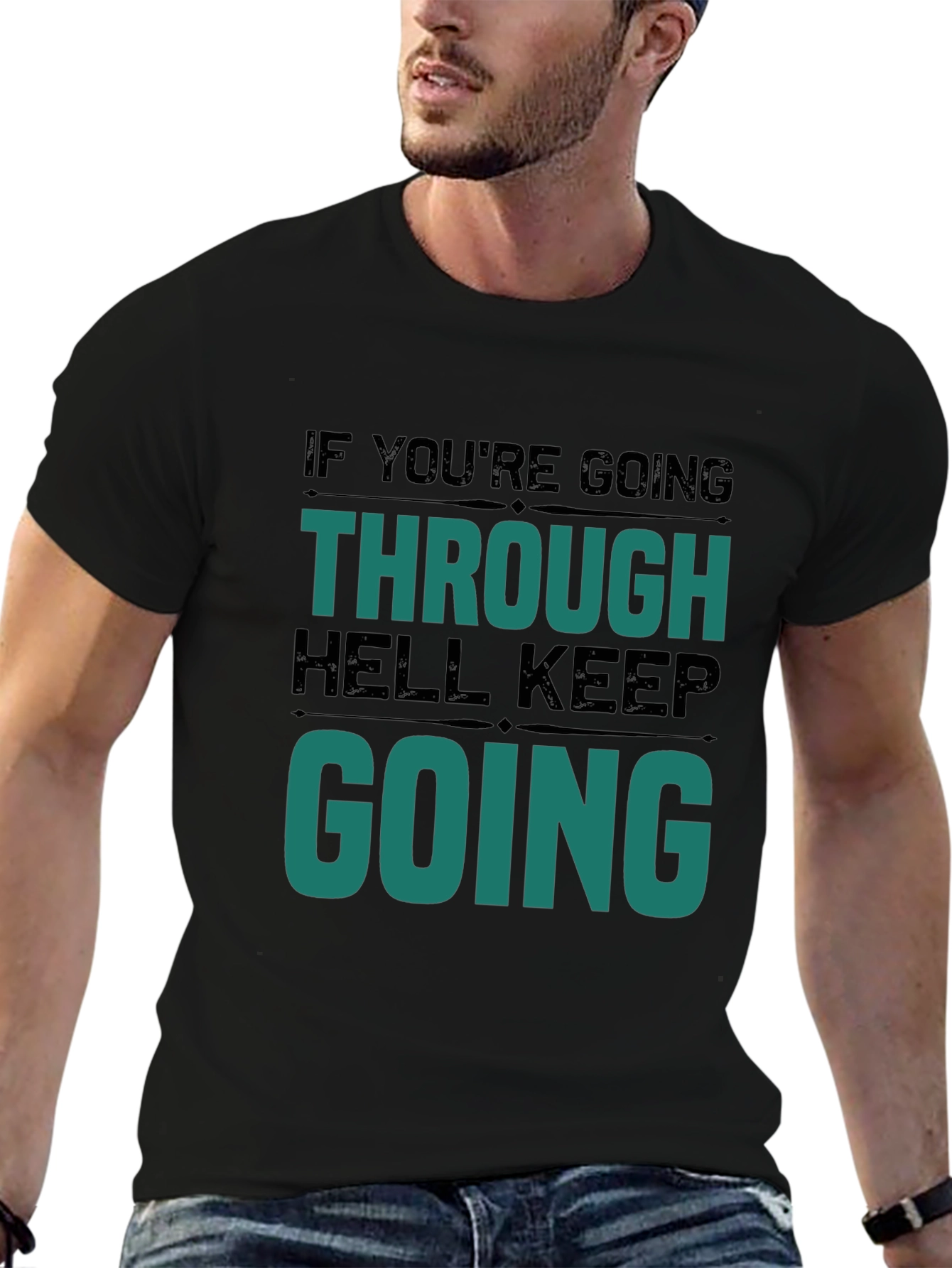 Black Motivational Graphic T-Shirt - Keep Going view 6