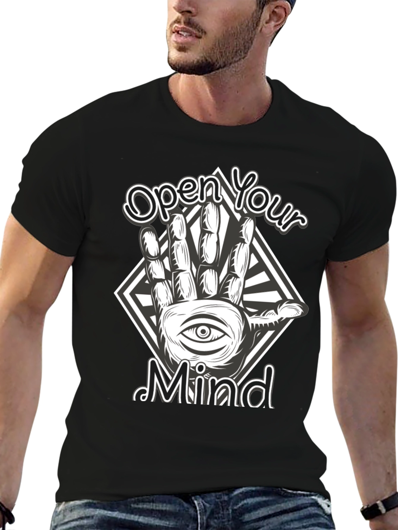 Black Open Your Mind Graphic Tee - Black T-Shirt view 6