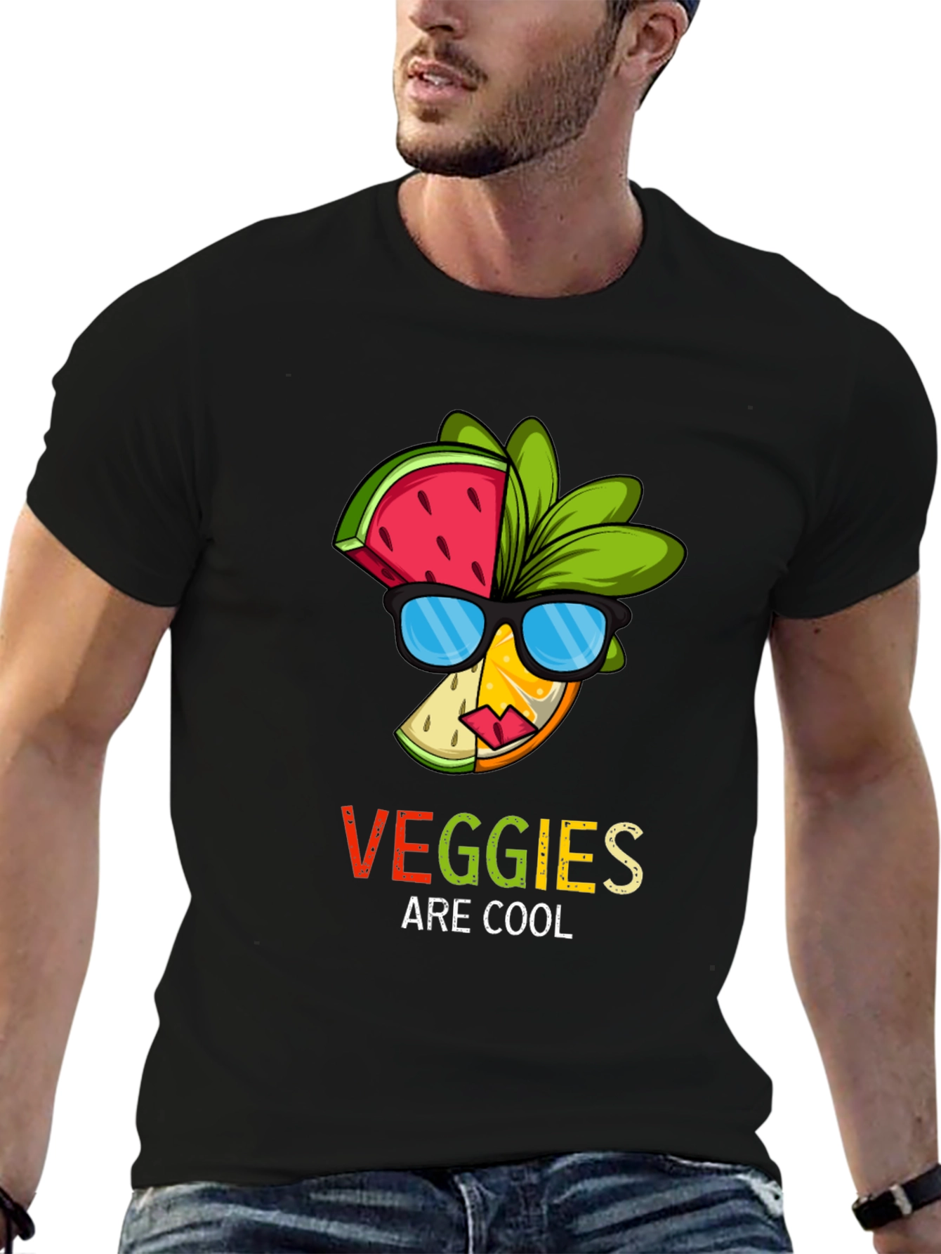 Black Cool Veggies T-Shirt view 6