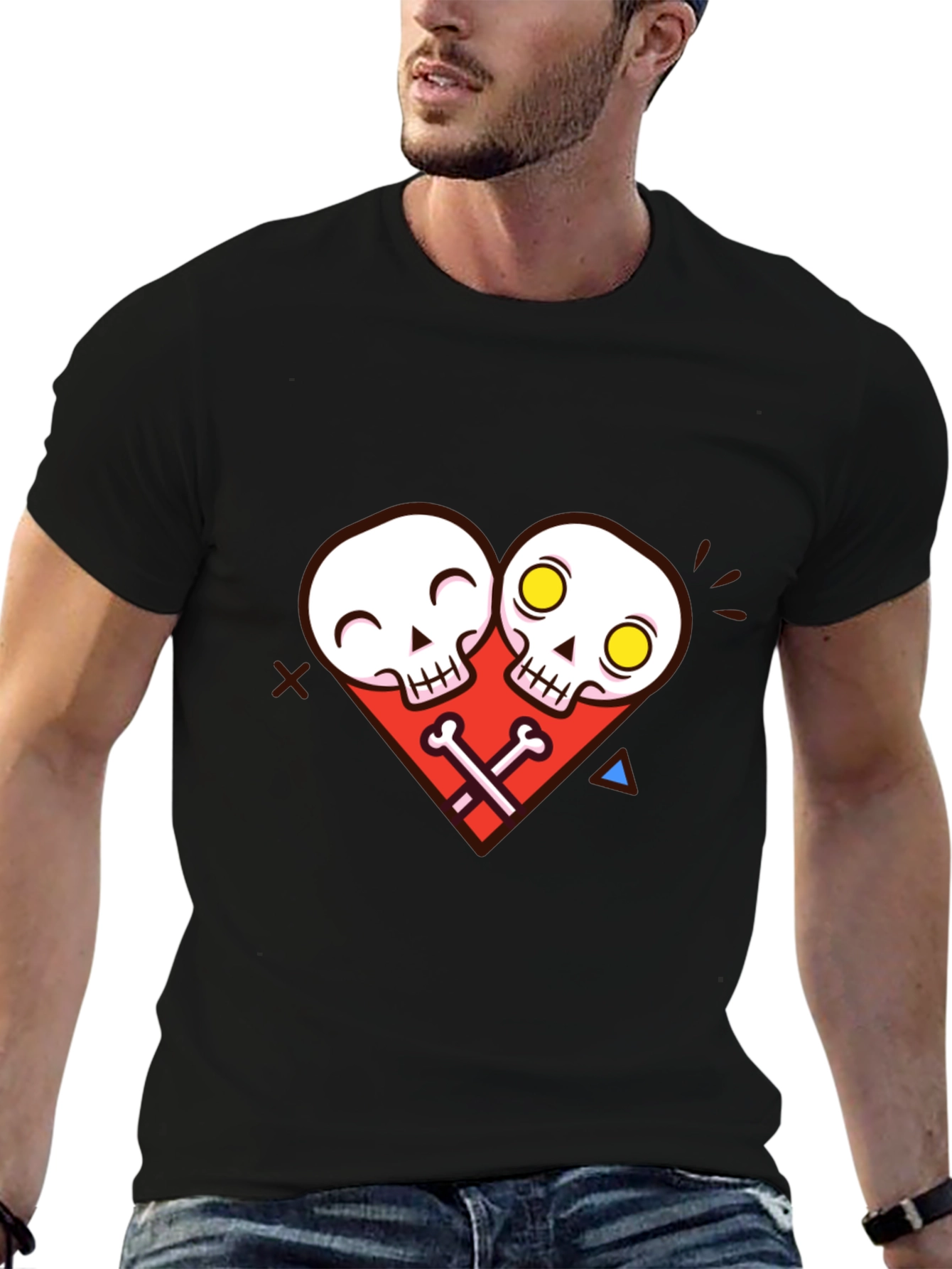 Black Skull Heart Graphic Tee - Unique Edgy Style view 6