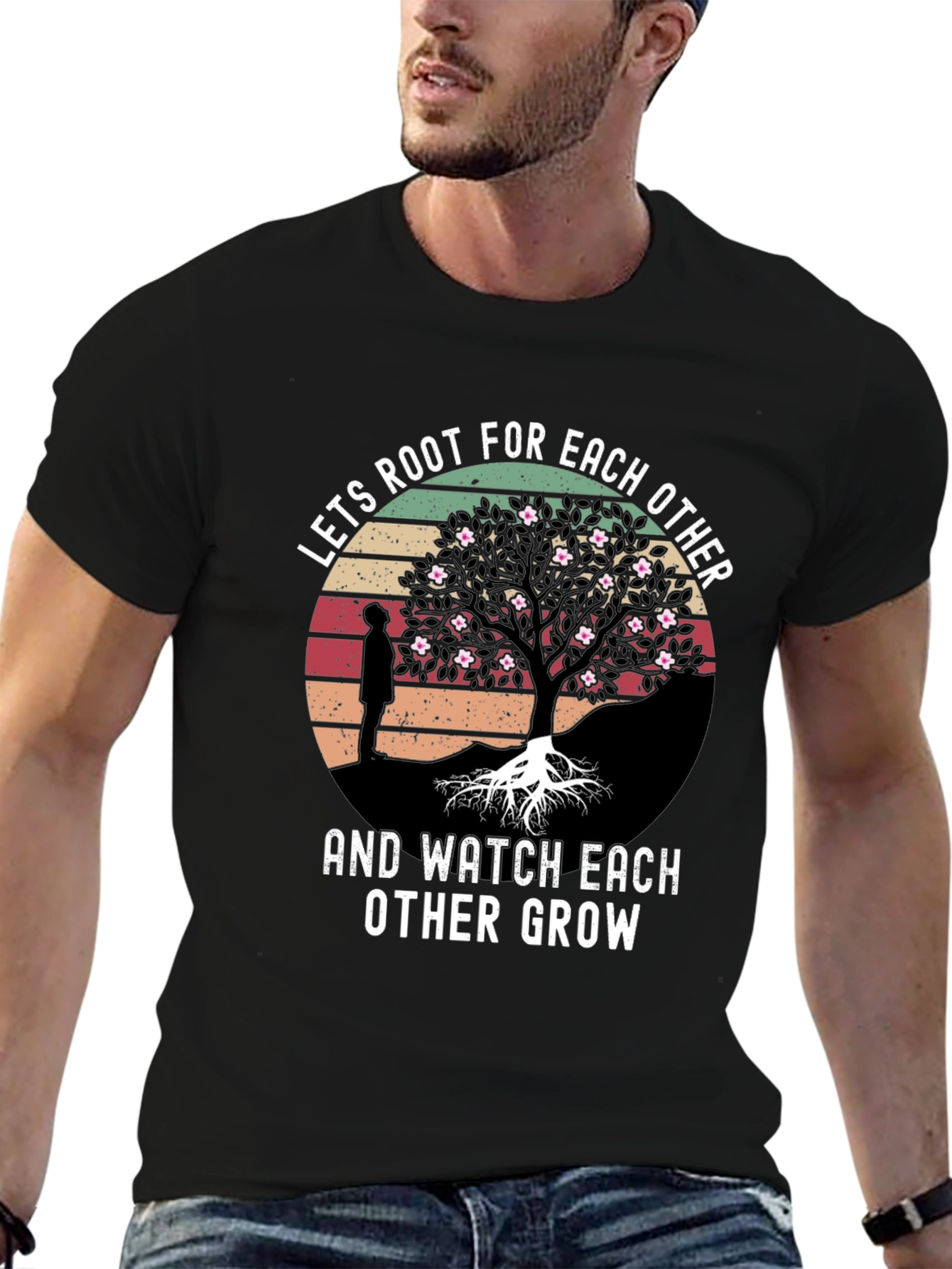 Black Lets Root For Each Other Graphic Tee view 6