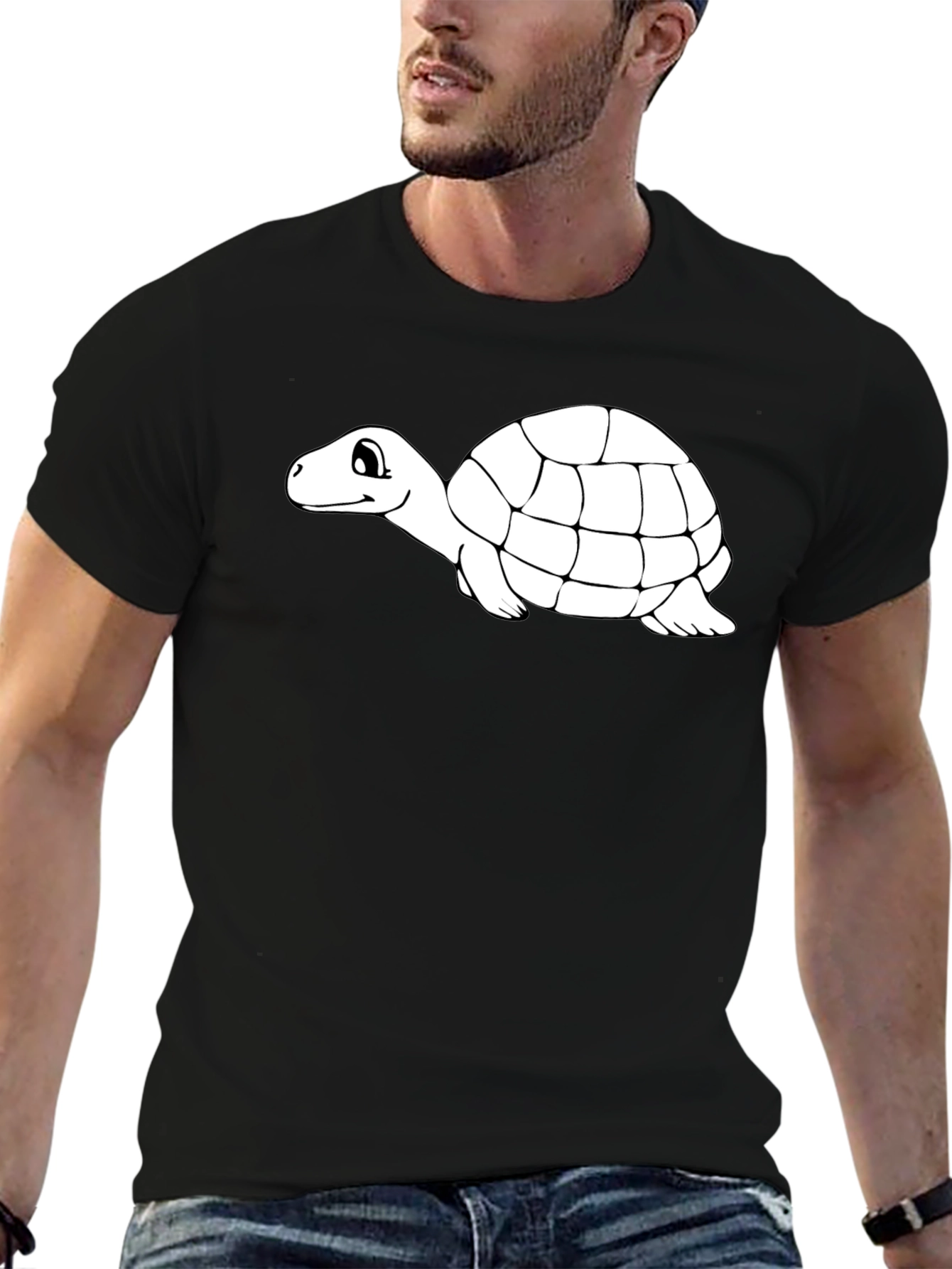 Black Turtle Graphic Tee - Black Cotton T-Shirt view 6