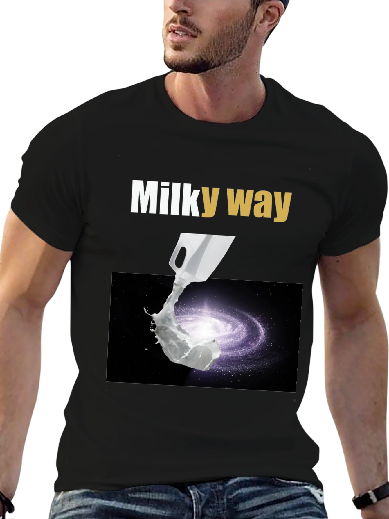 Black Milky Way Graphic T-Shirt - Space & Humor view 6