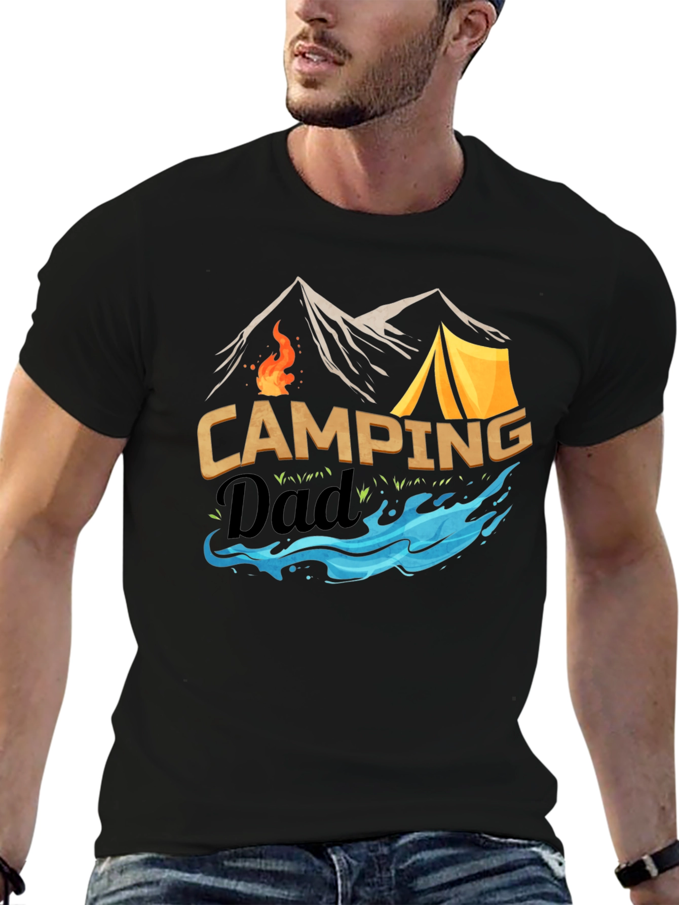 Black Camping Dad T-Shirt: Adventure Awaits! view 6