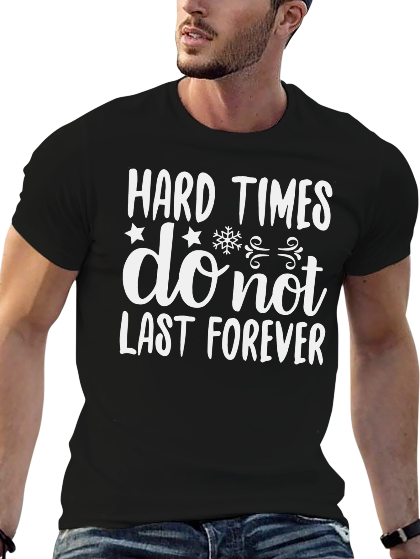 Black Hard Times T-Shirt: Inspirational Graphic Tee view 6