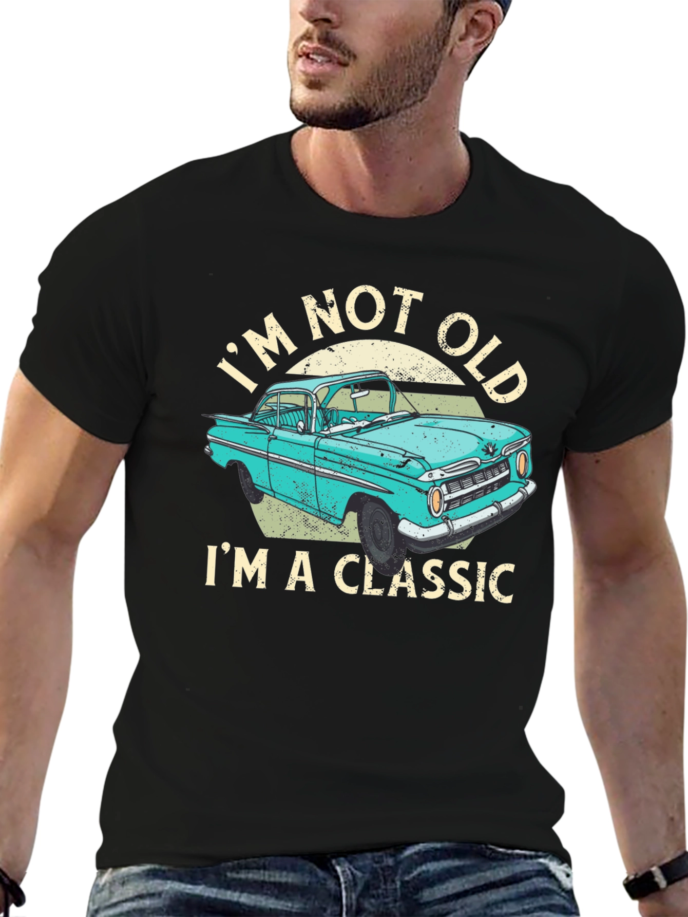 Black Classic Car T-Shirt - I'm Not Old, I'm a Classic! view 6