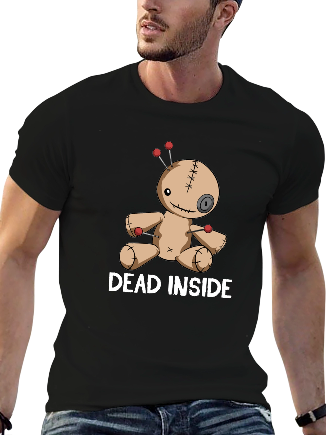 Black Dead Inside Voodoo Doll T-Shirt - Gothic Graphic Tee view 6