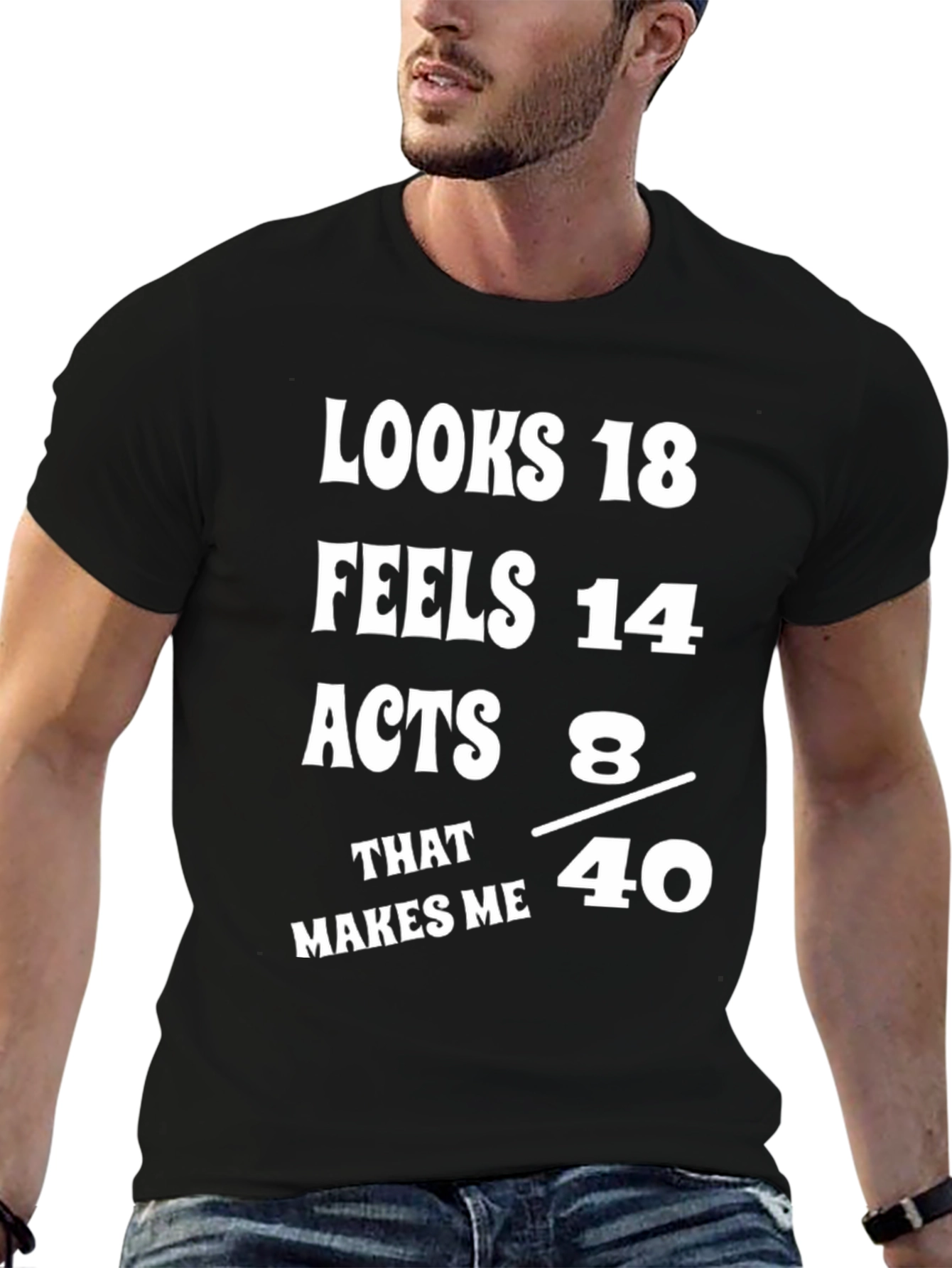 Black Funny "Looks 18" Graphic T-Shirt view 6