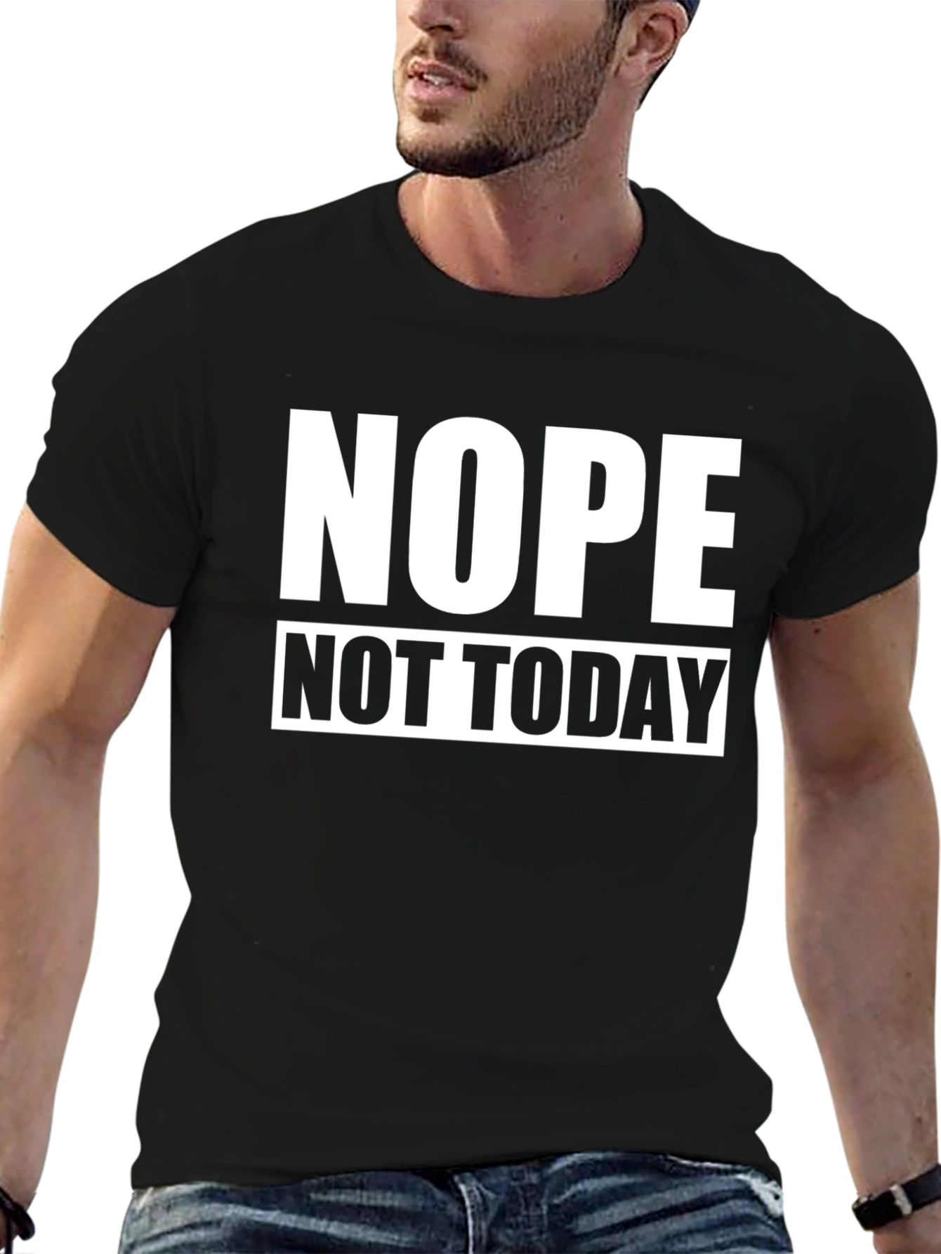 Black Nope Not Today Graphic Tee - Black Cotton Comfort view 6